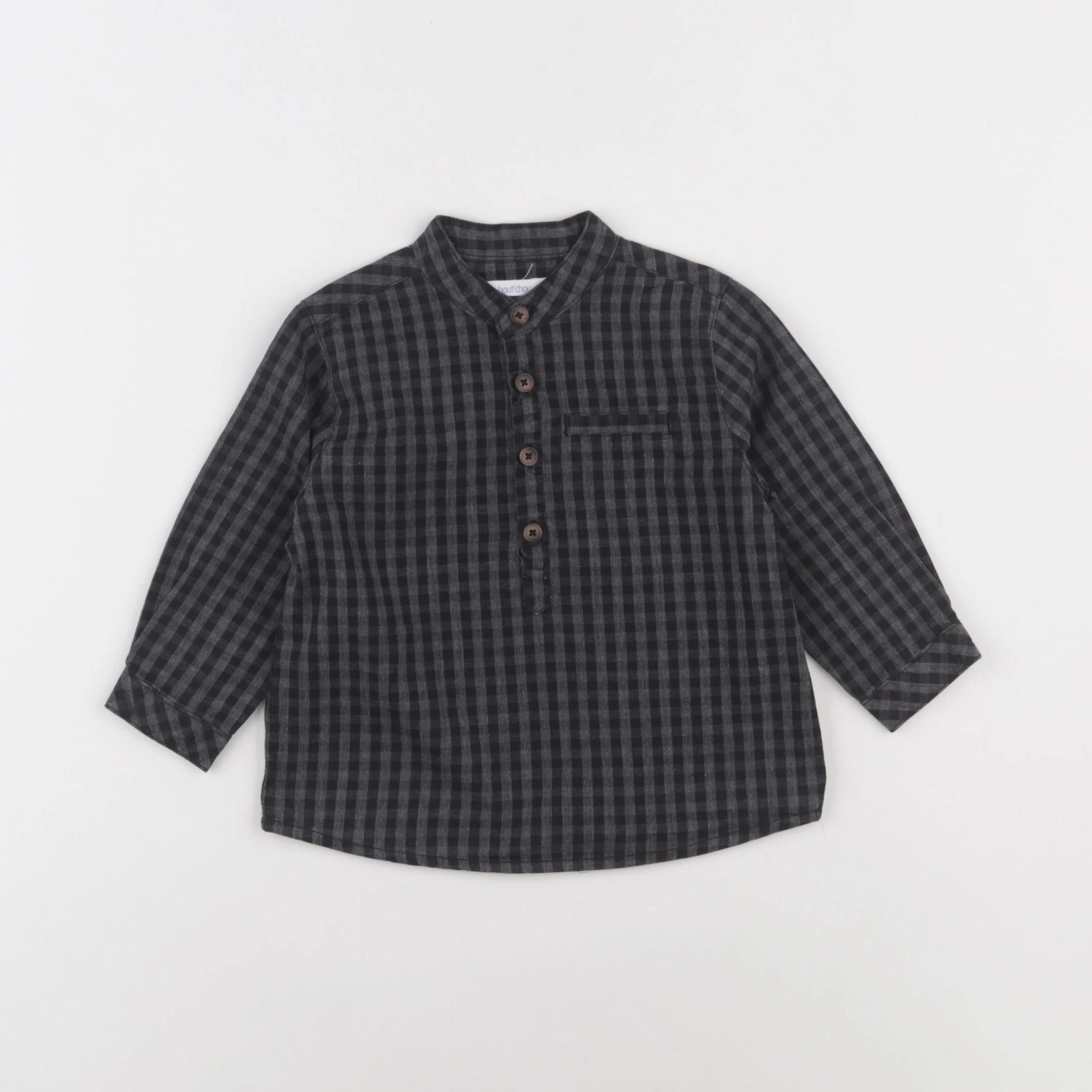 Boutchou - chemise gris, noir - 9 mois