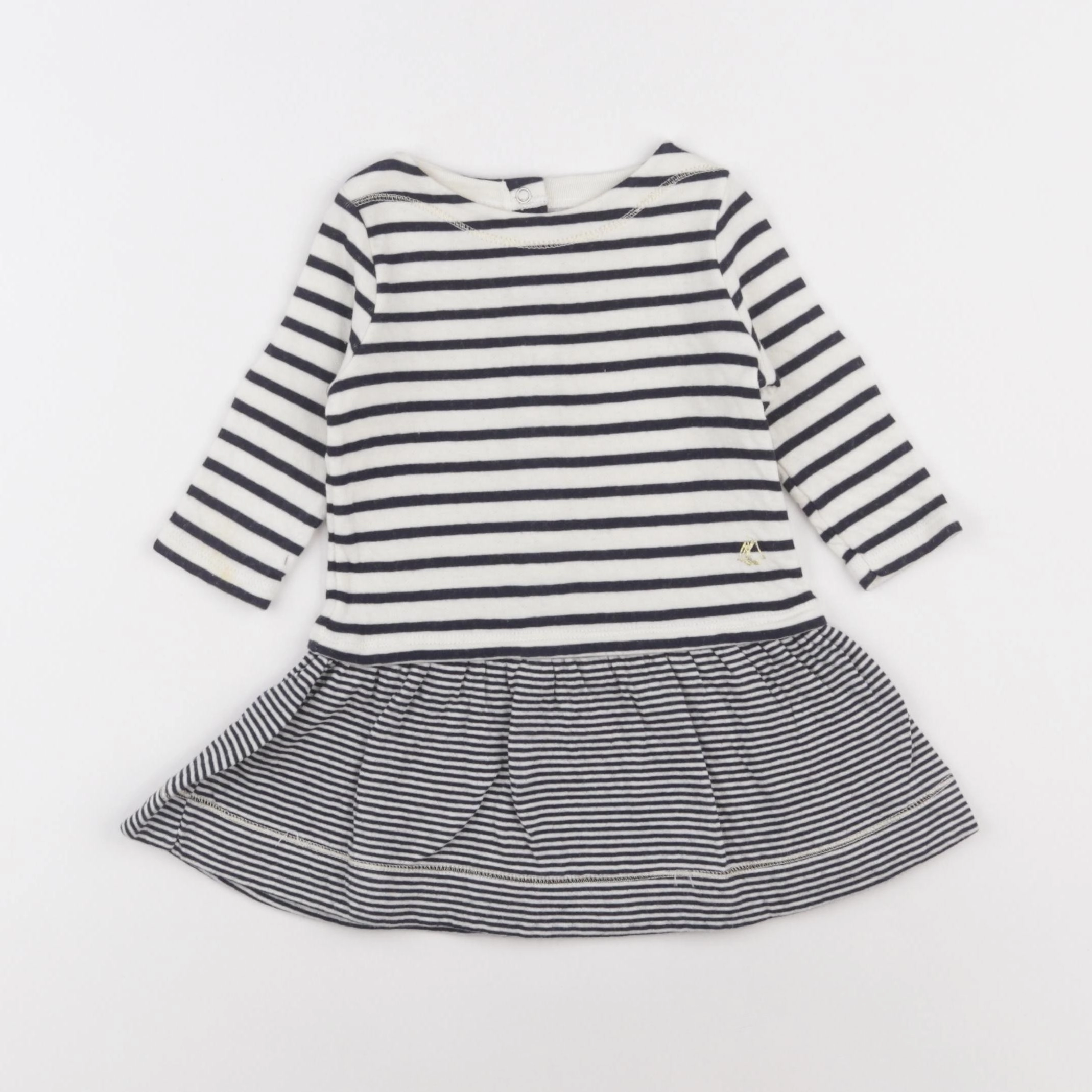 Petit Bateau - robe bleu, blanc - 6 mois