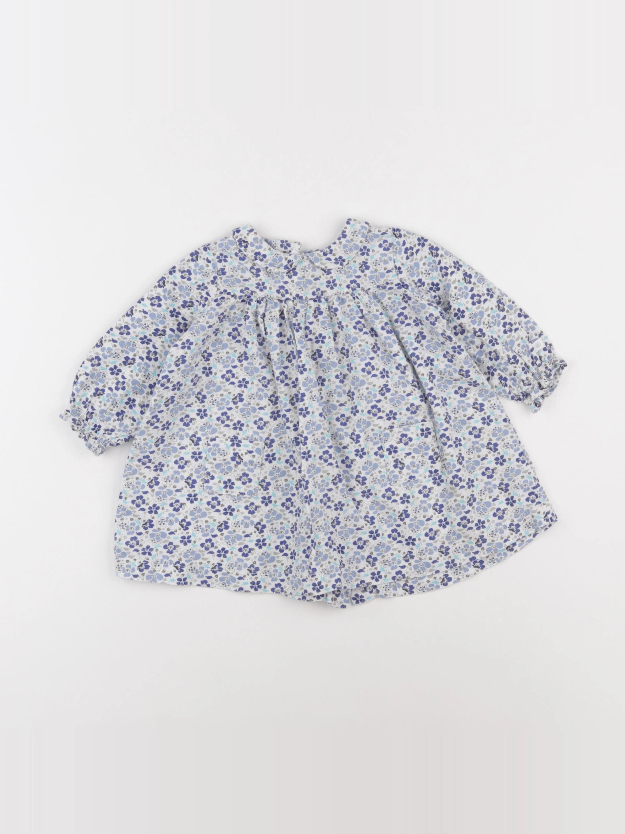 Petit Bateau - robe bleu - 6 mois