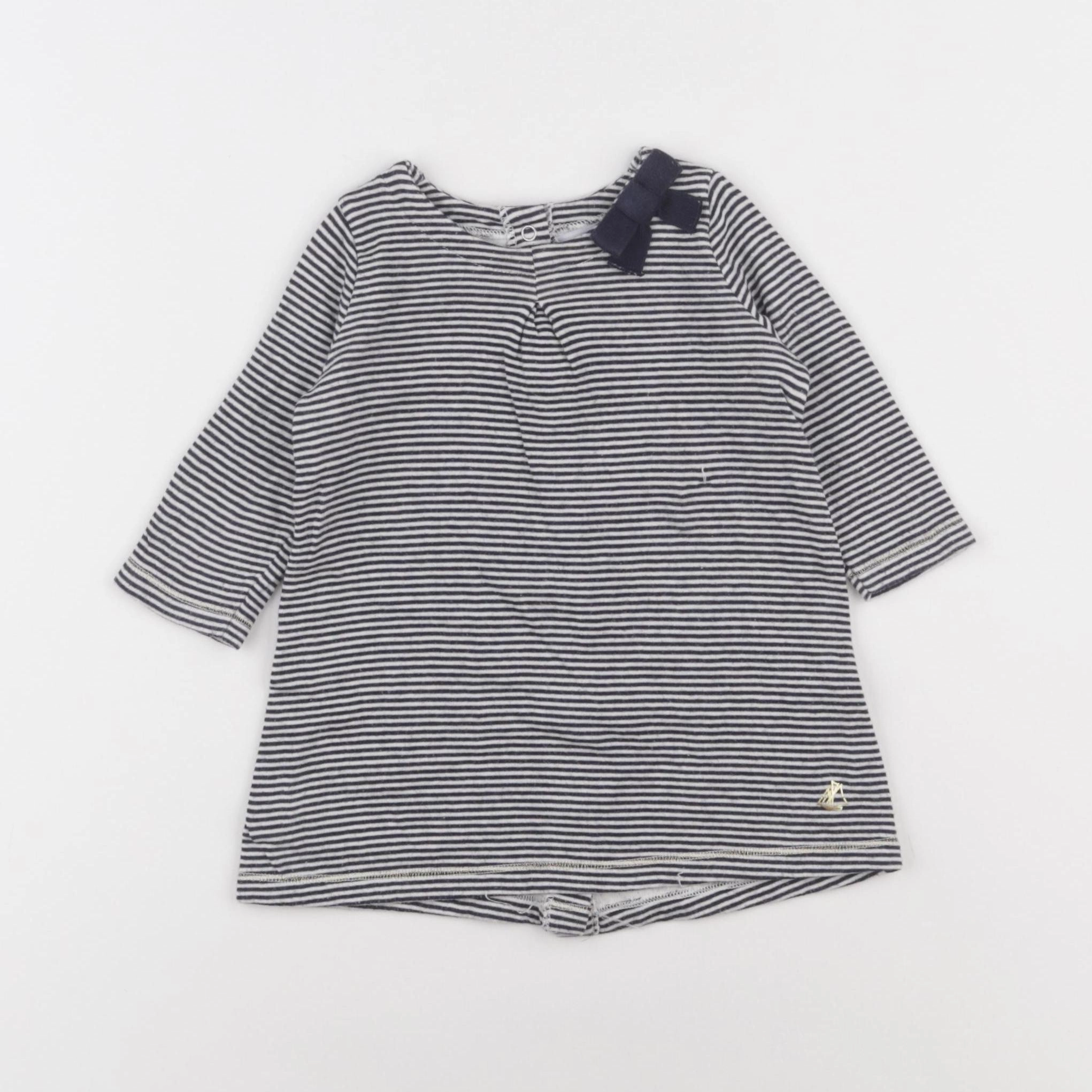 Petit Bateau - robe blanc, bleu - 6 mois