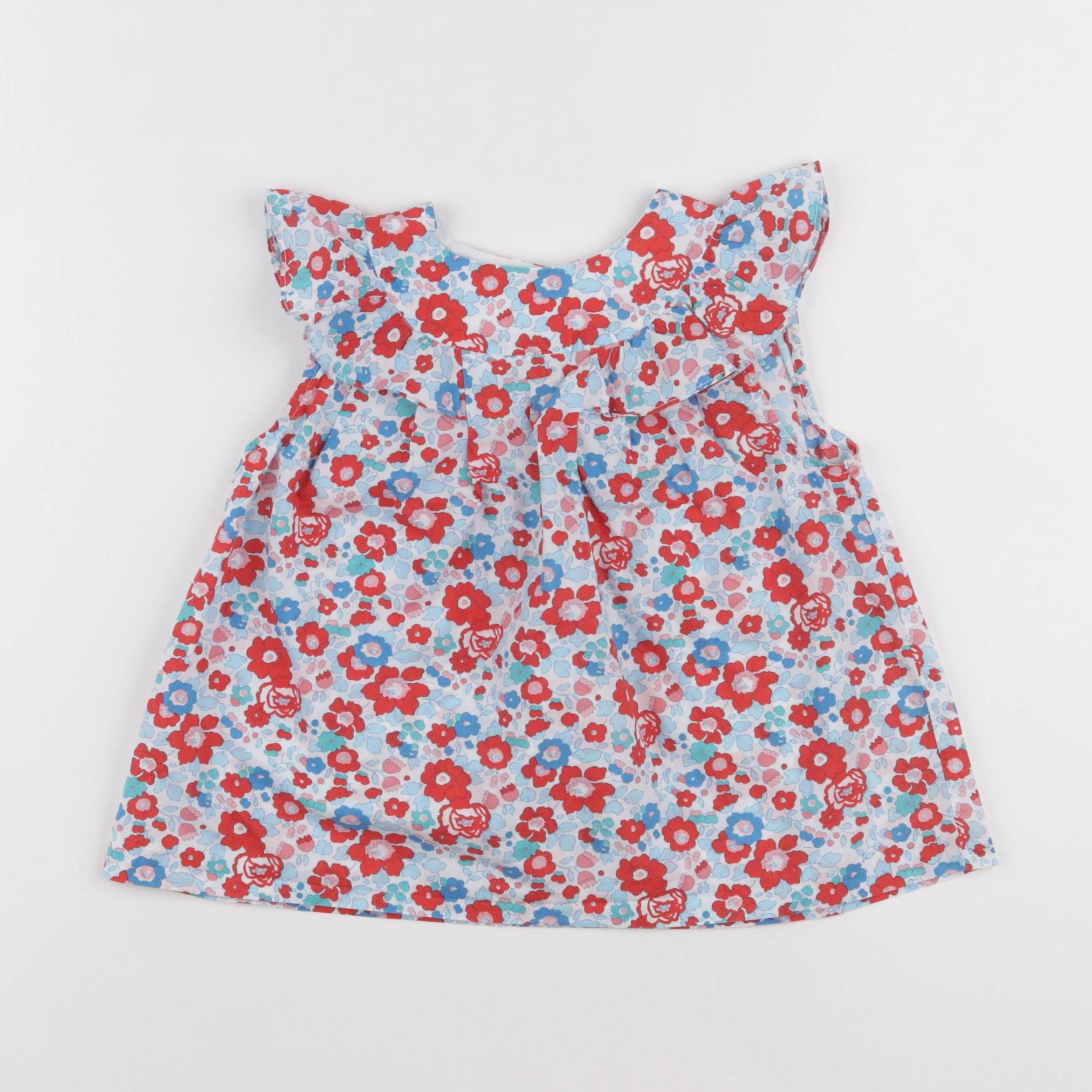 Jacadi - blouse liberty bleu, rouge - 6 ans