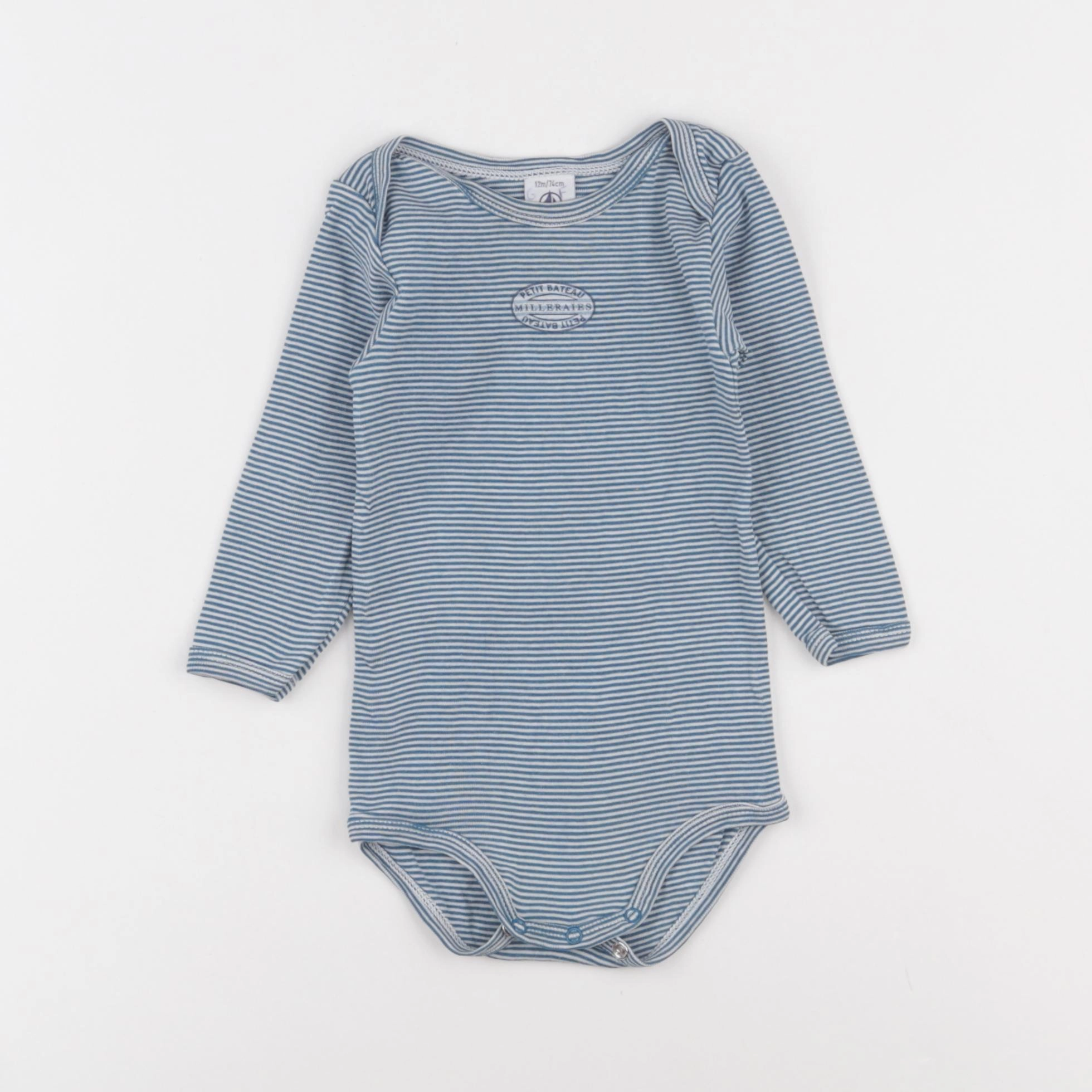 Petit Bateau - body bleu - 12 mois