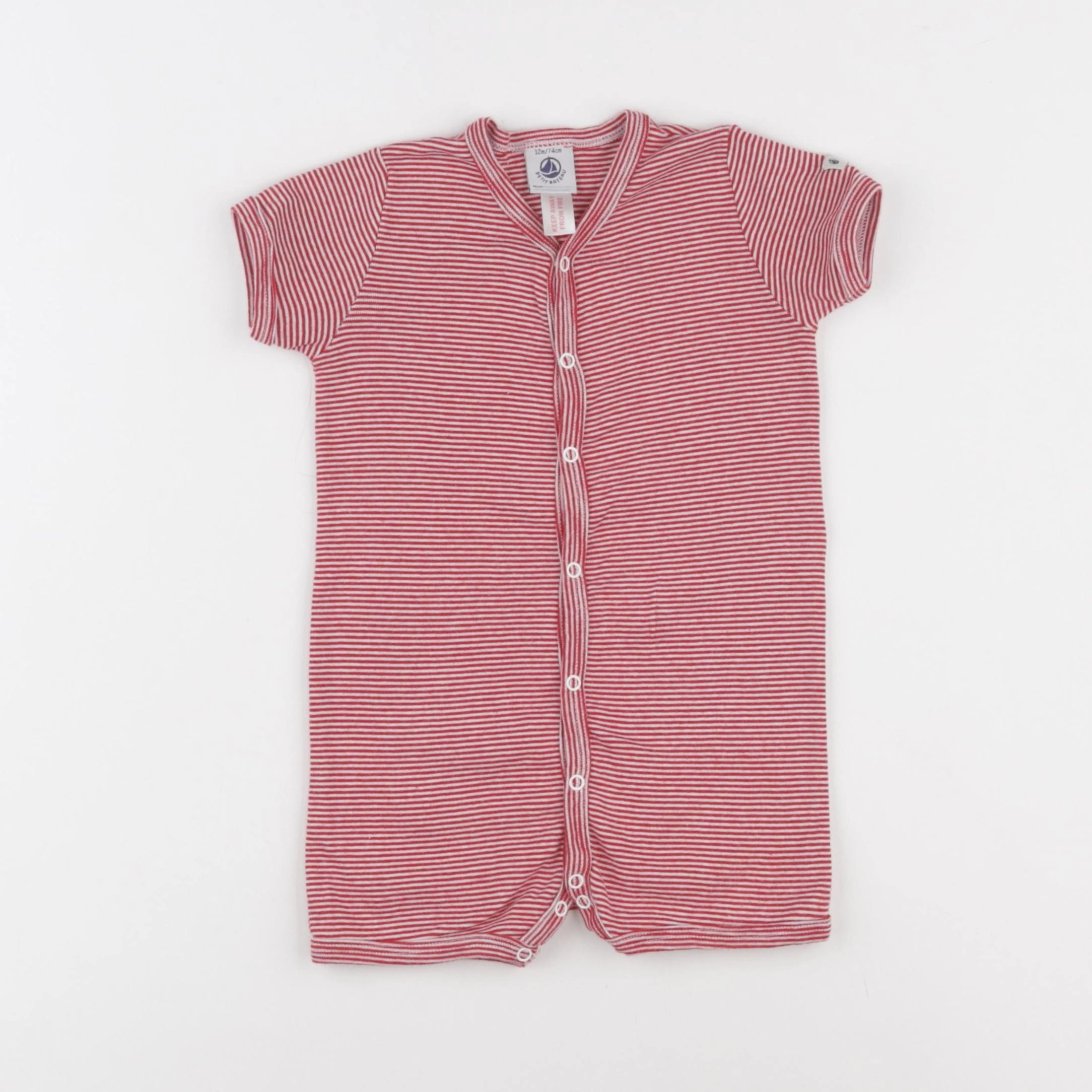 Petit Bateau - pyjama coton rouge - 12 mois