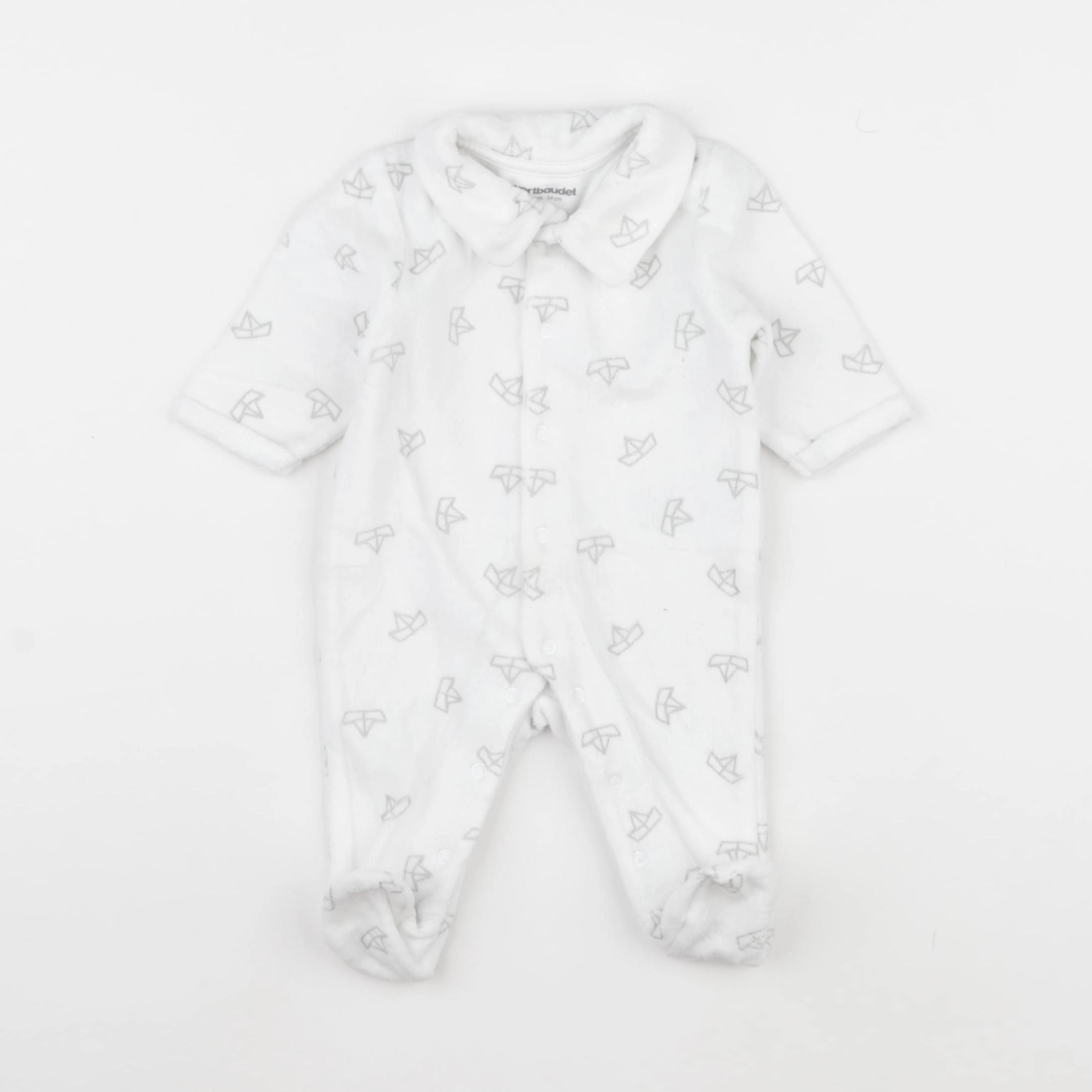 Vertbaudet - pyjama velours blanc - 1 mois
