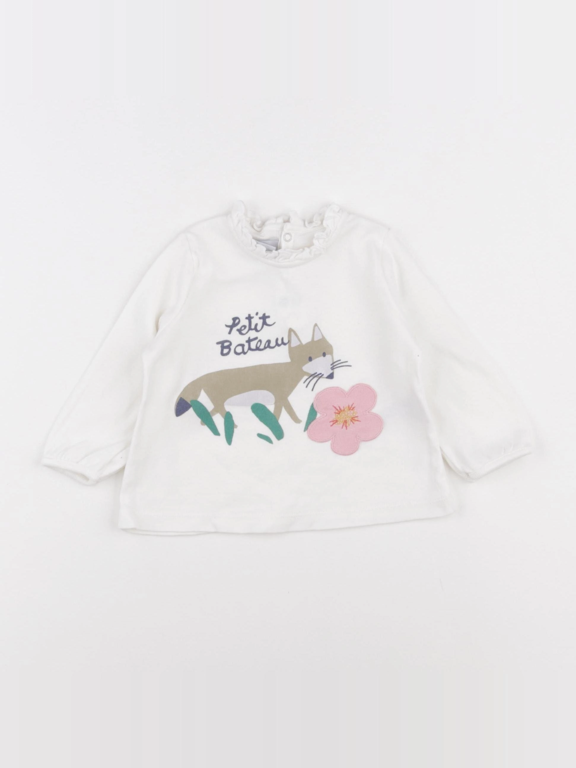 Petit Bateau - tee-shirt blanc - 6 mois