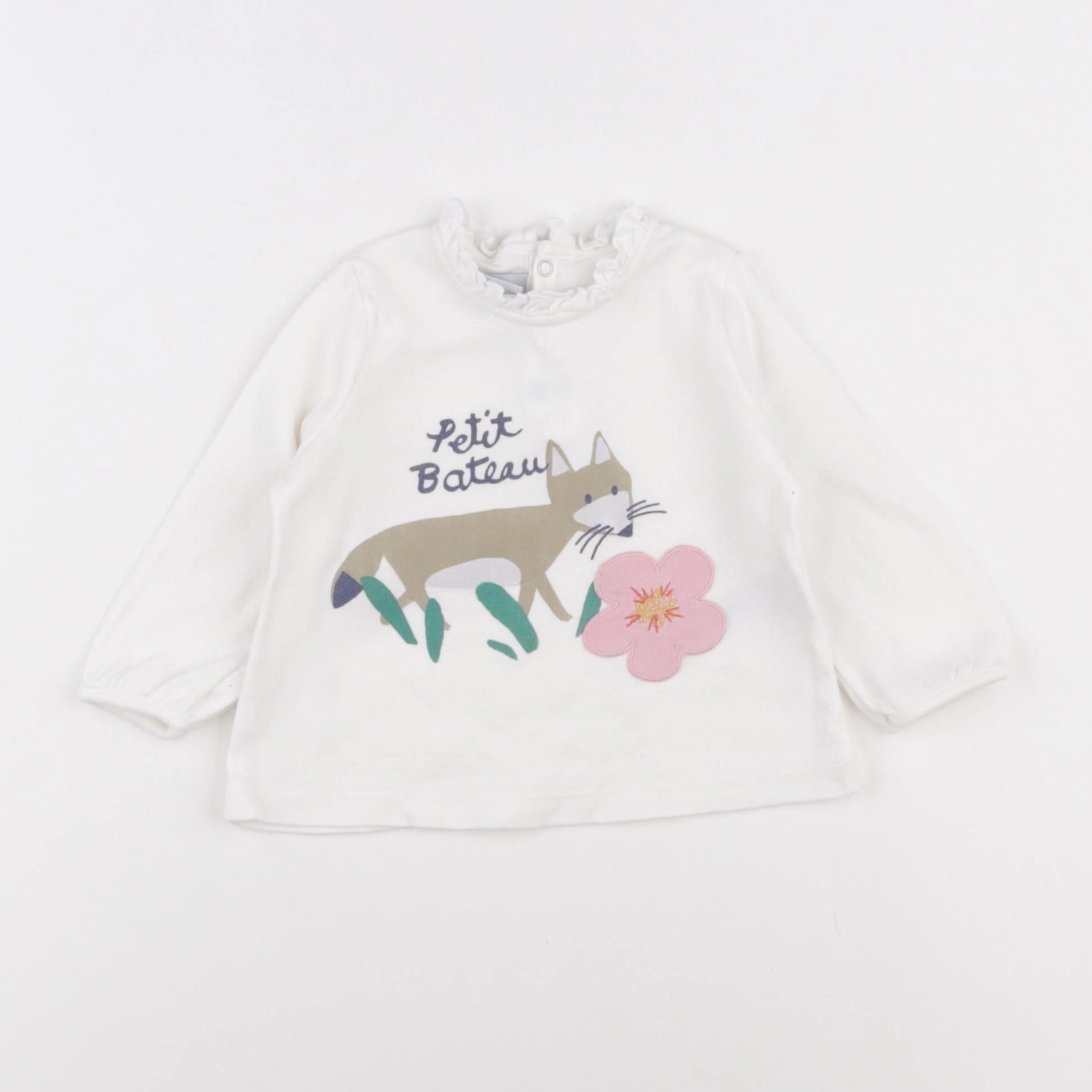 Petit Bateau - tee-shirt blanc - 6 mois