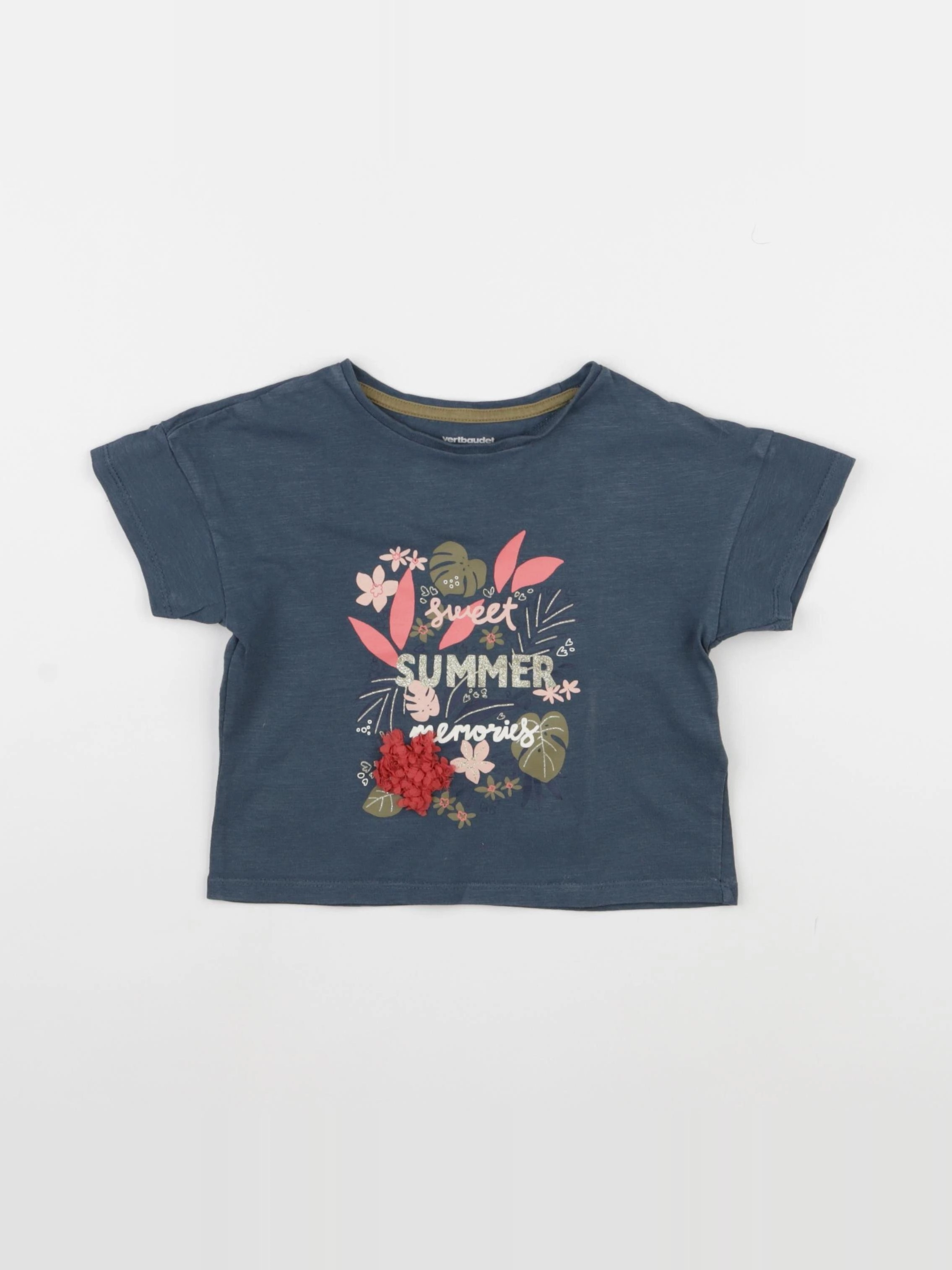 Vertbaudet - tee-shirt bleu - 2 ans