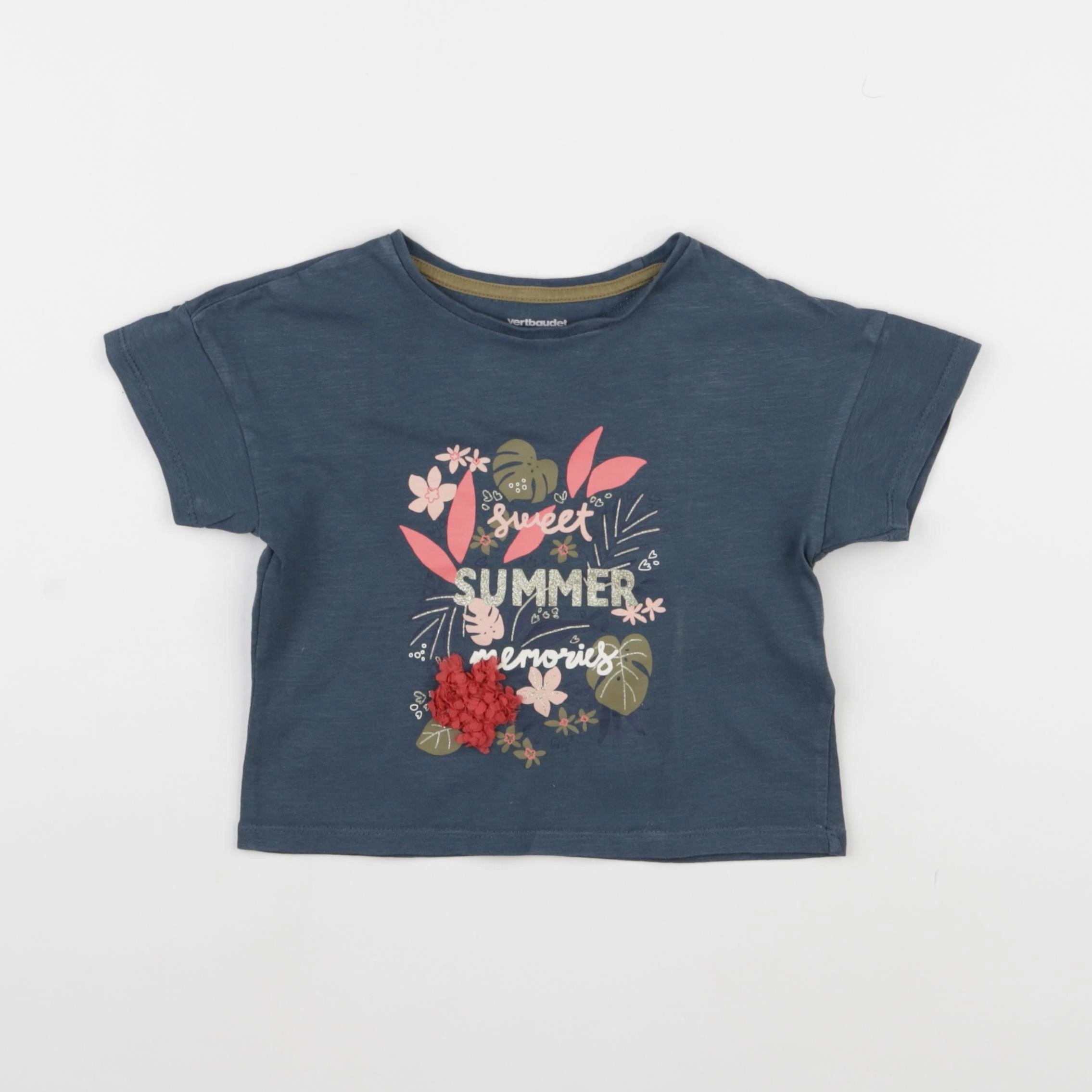 Vertbaudet - tee-shirt bleu - 2 ans