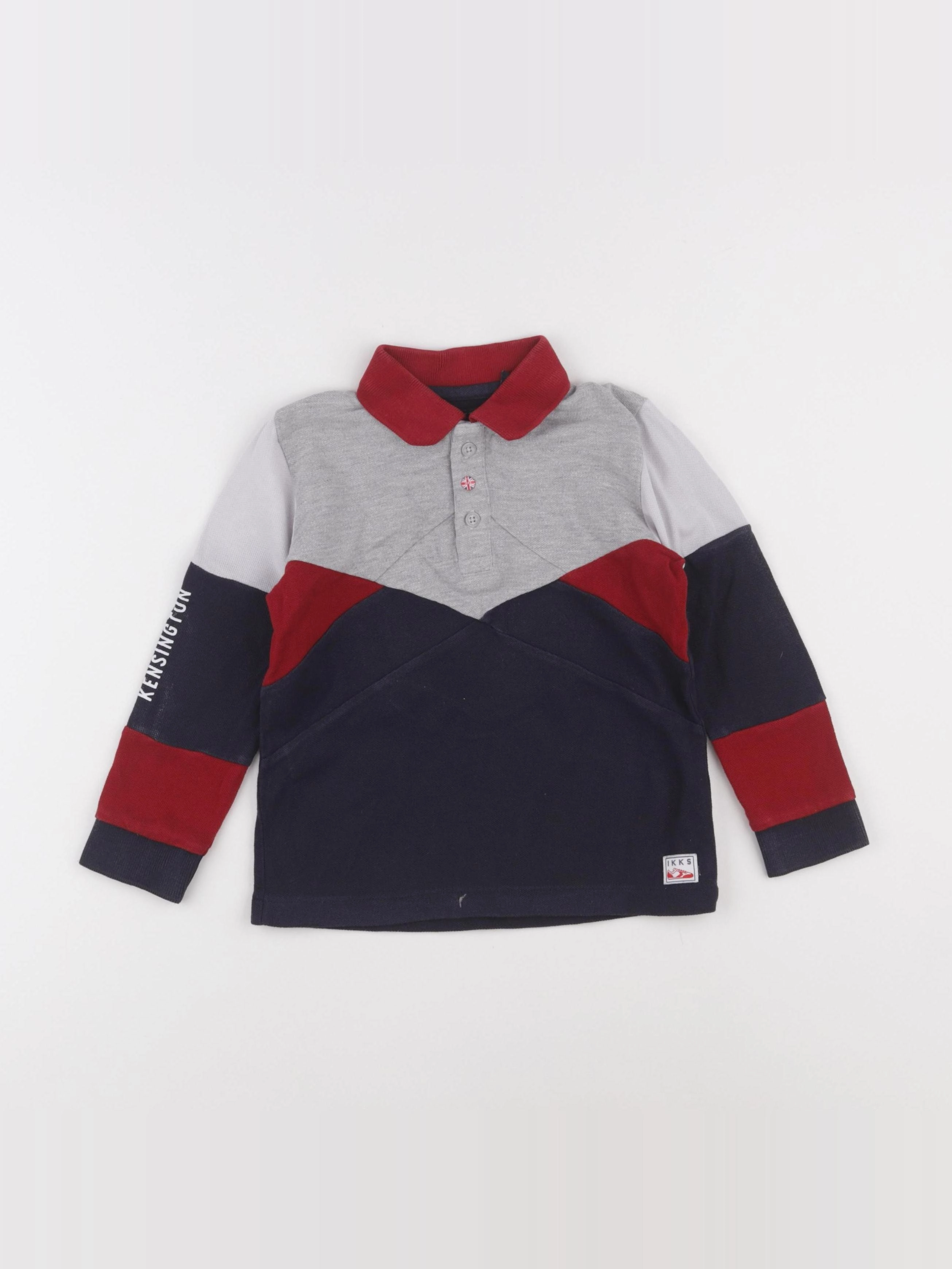 IKKS - polo imprimé au dos gris, bleu - 3 ans