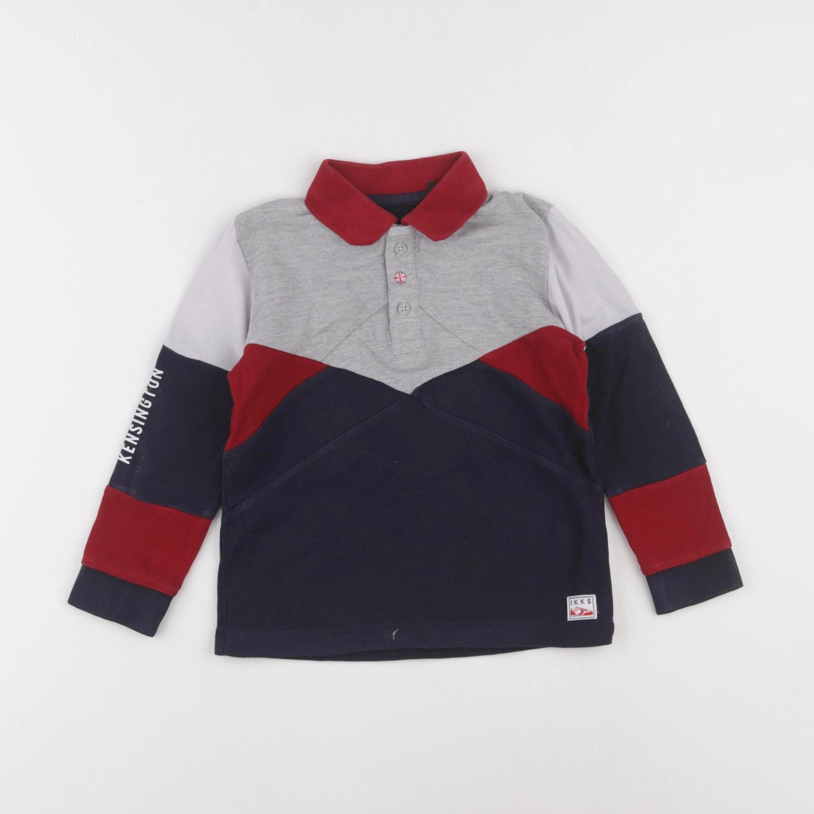 IKKS - polo imprimé au dos gris, bleu - 3 ans