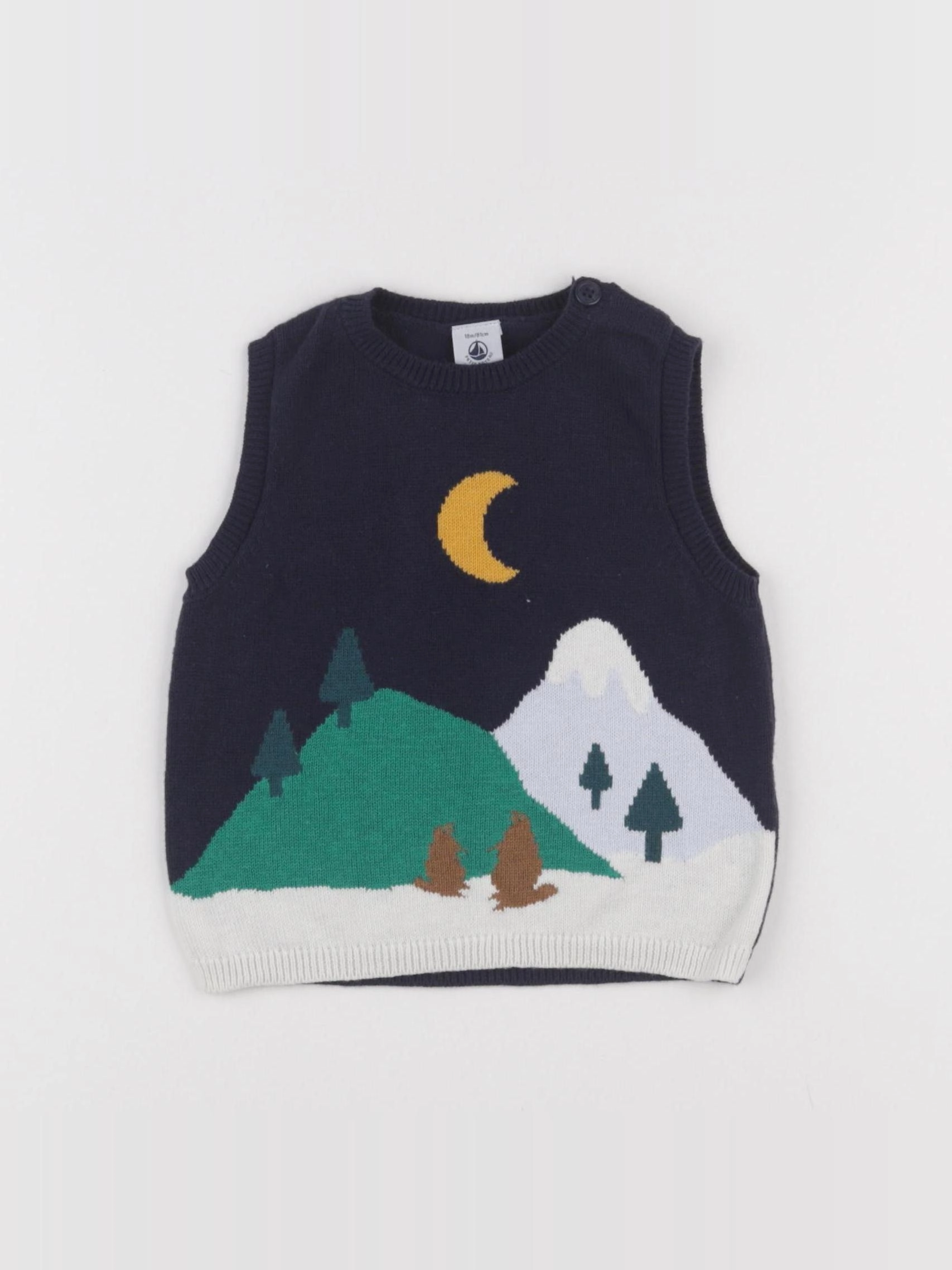 Petit Bateau - pull bleu - 18 mois