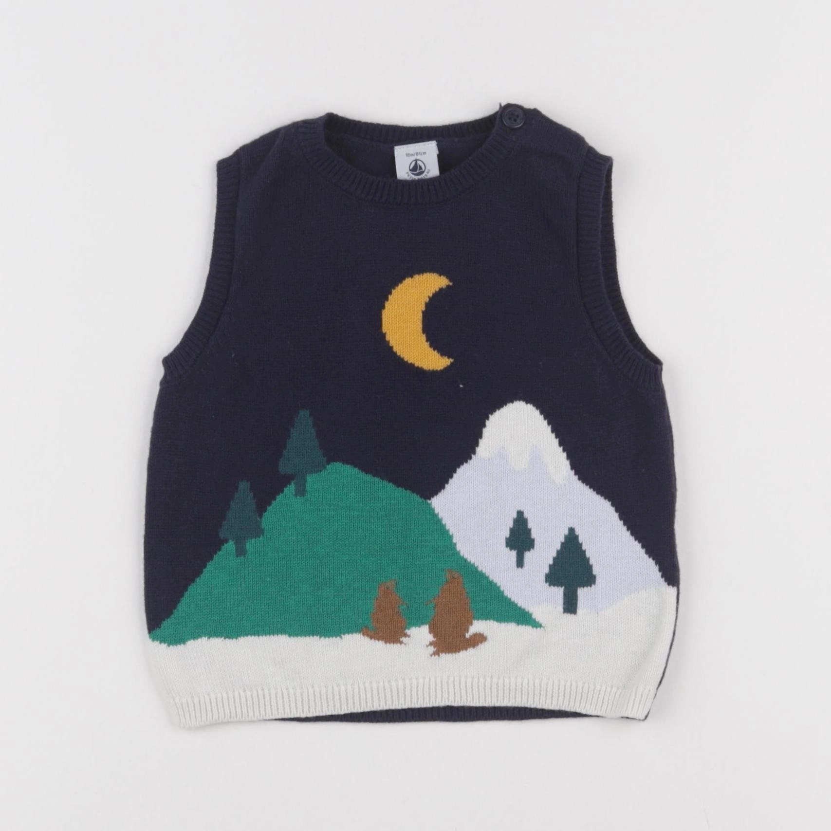 Petit Bateau - pull bleu - 18 mois