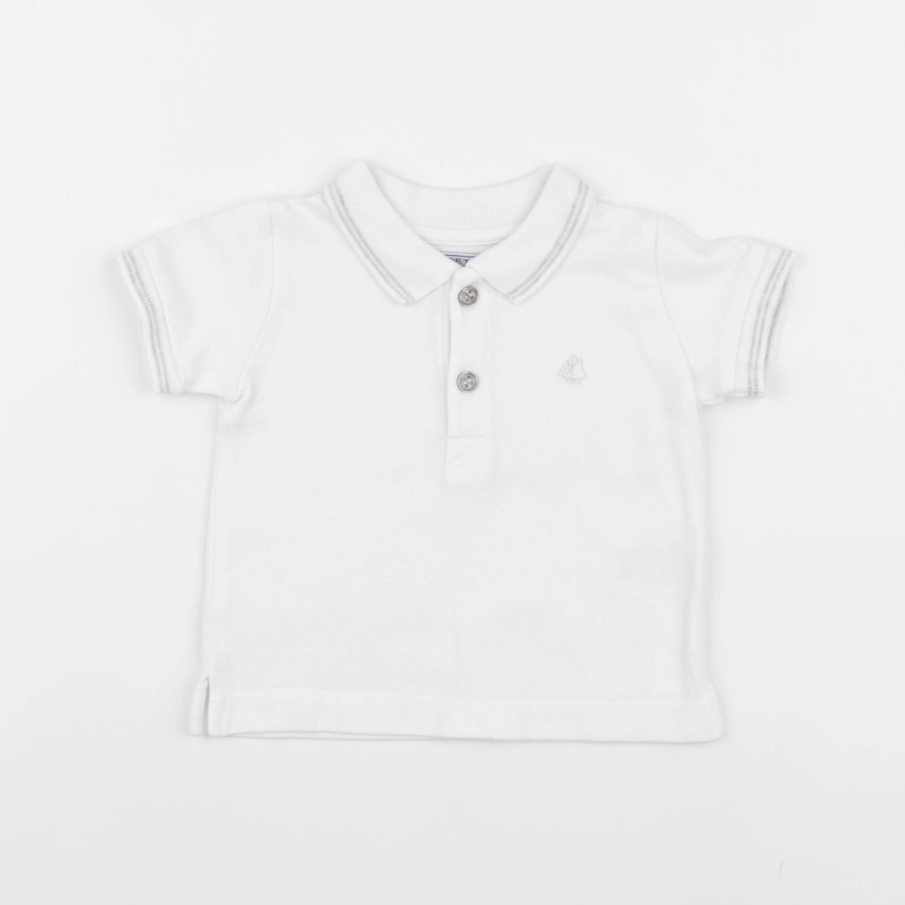 Petit Bateau - polo blanc - 6 mois