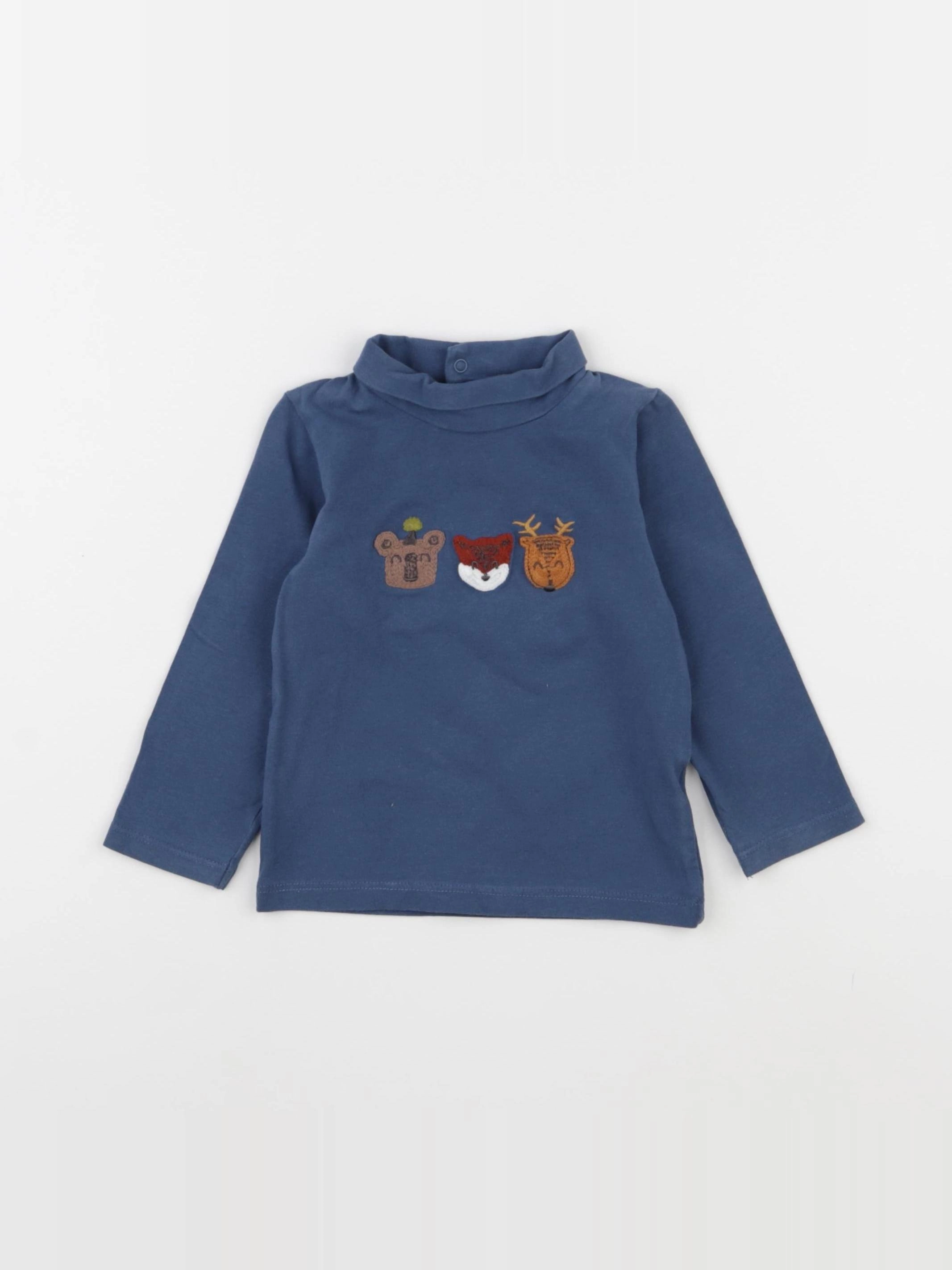 Vertbaudet - sous-pull bleu - 12 mois