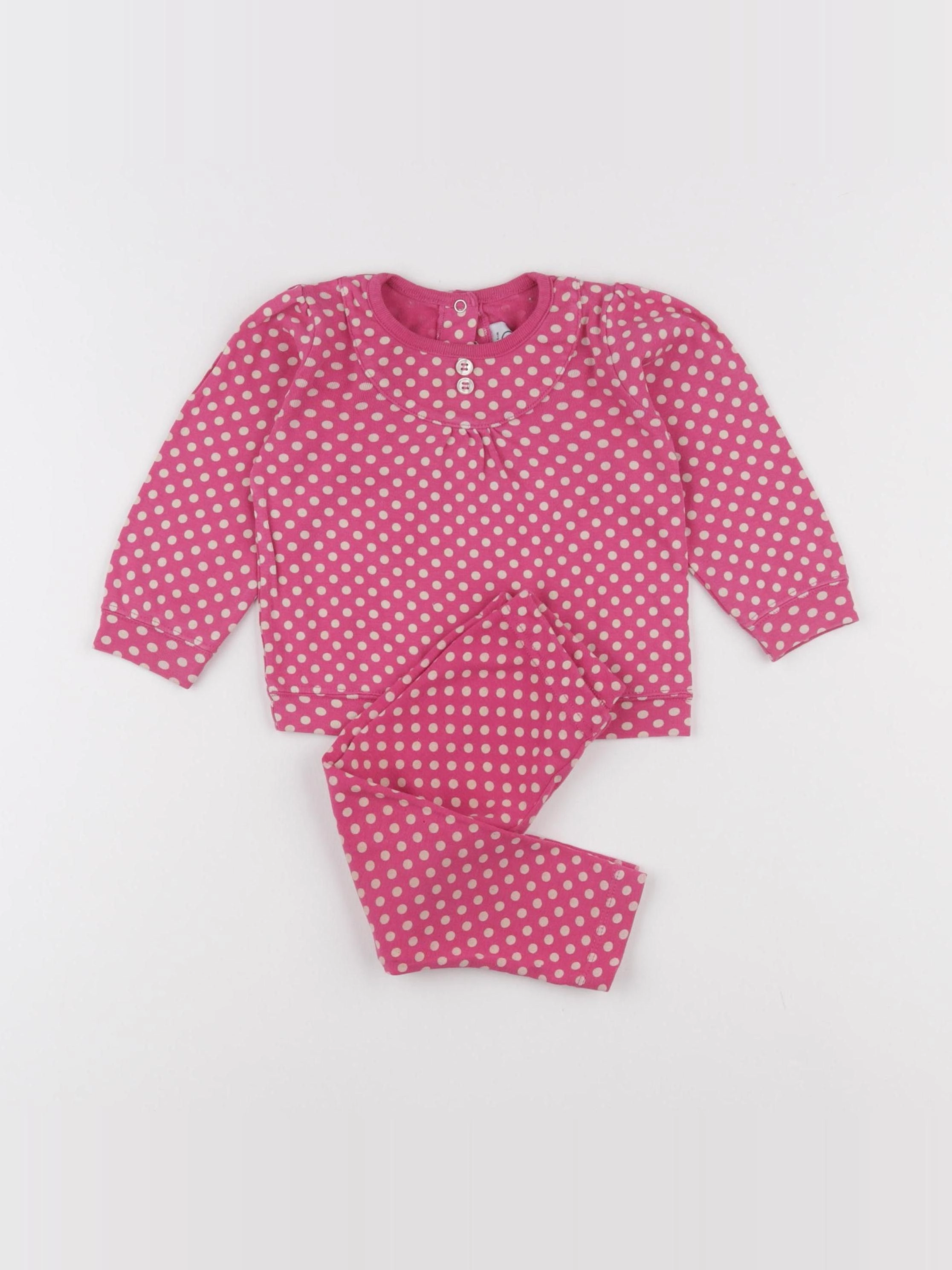 Petit Bateau - pyjama coton rose - 12 mois