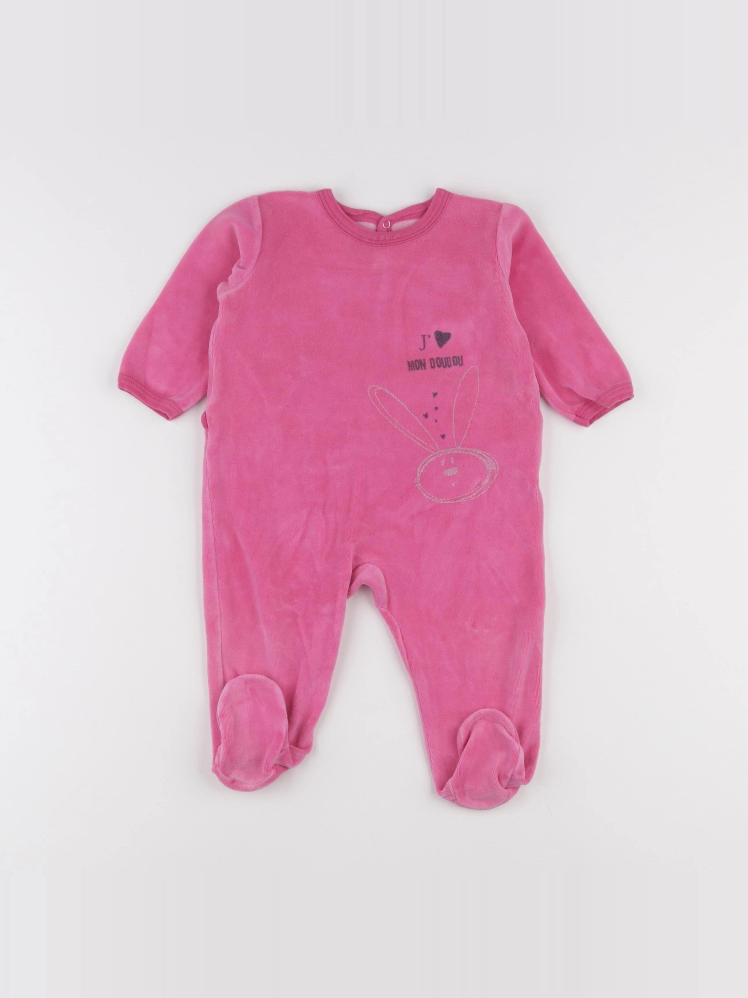 Petit Bateau - pyjama velours rose - 12 mois