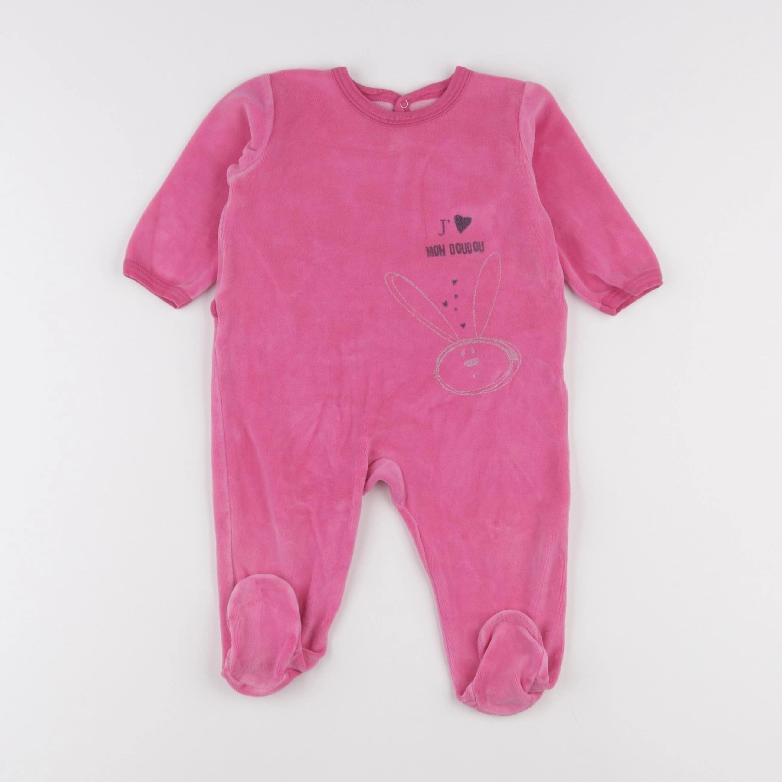Petit Bateau - pyjama velours rose - 12 mois