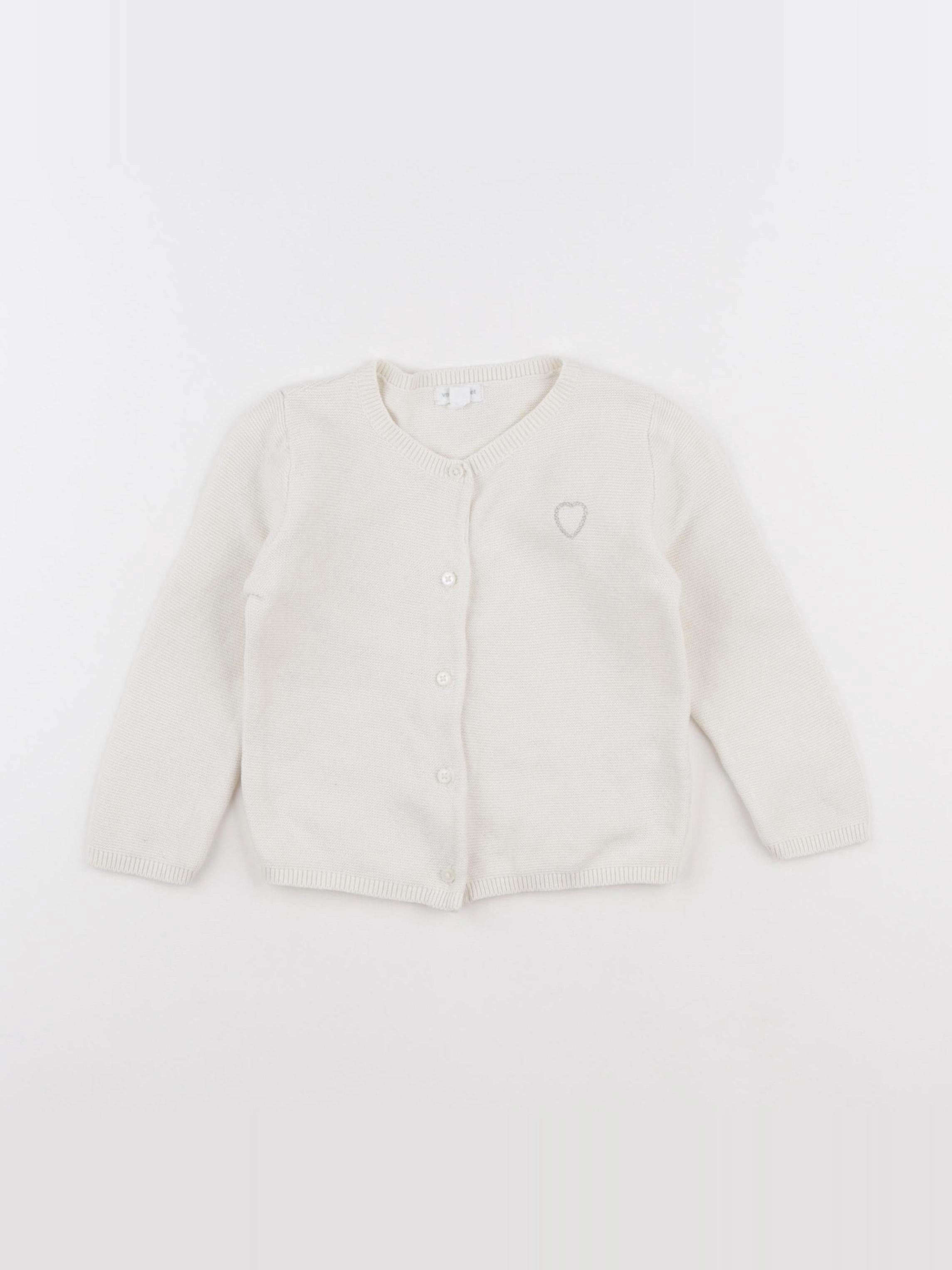 Vertbaudet - gilet blanc - 18 mois