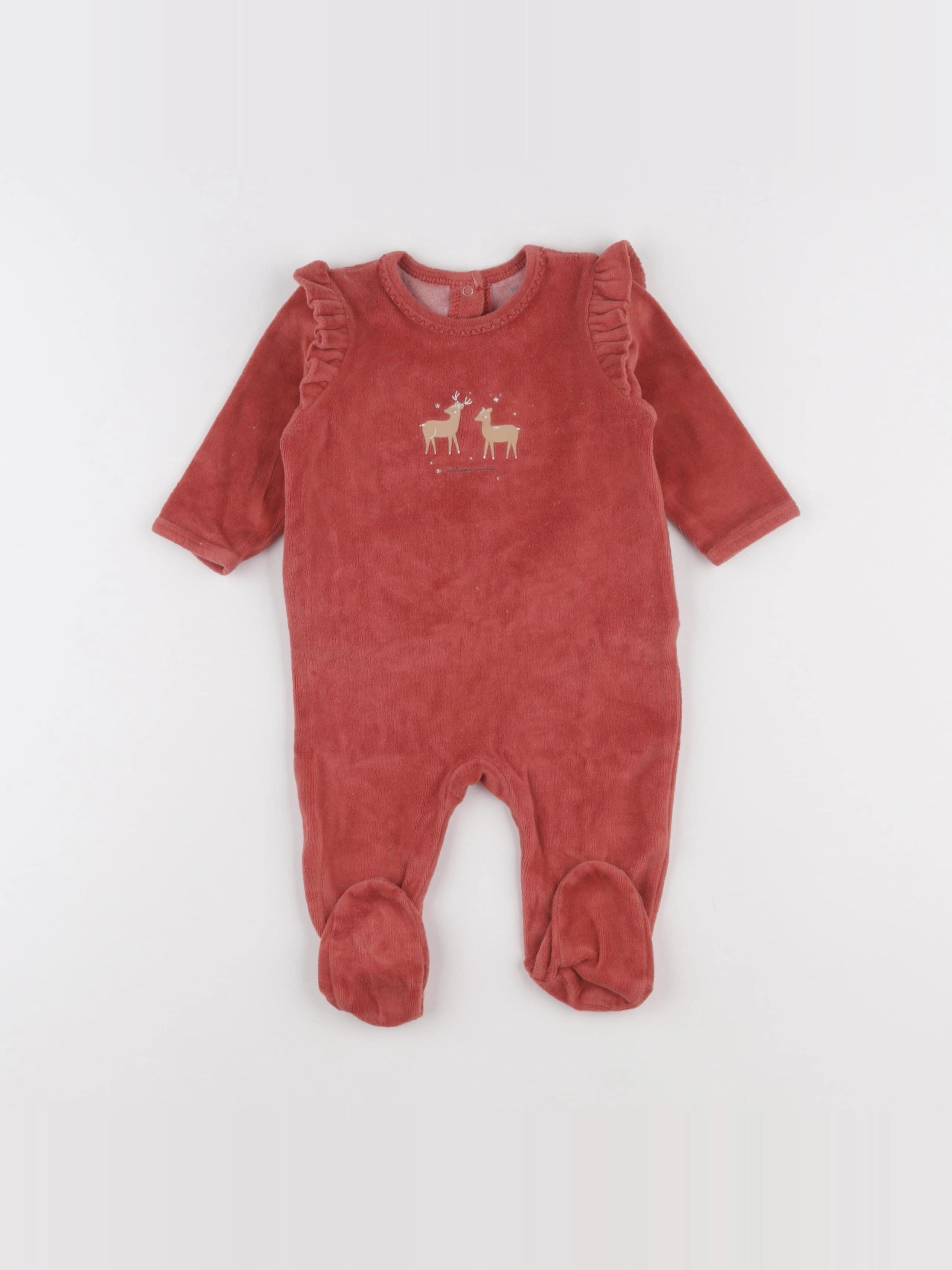 Vertbaudet - pyjama velours rose - 6 mois