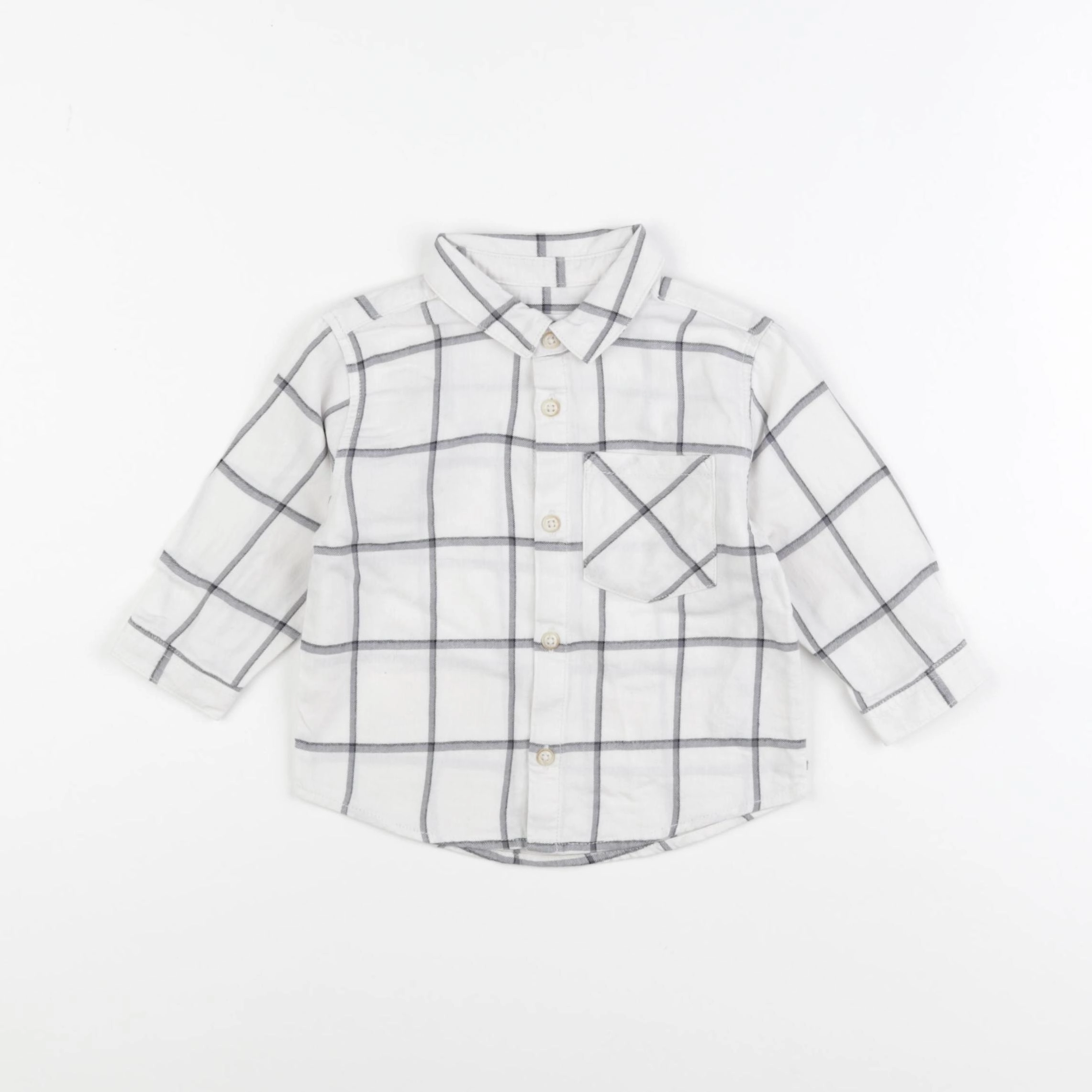 Zara - chemise blanc, gris - 6/9 mois