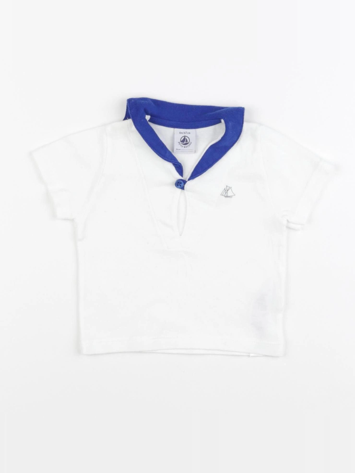 Petit Bateau - tee-shirt blanc, bleu - 6 mois