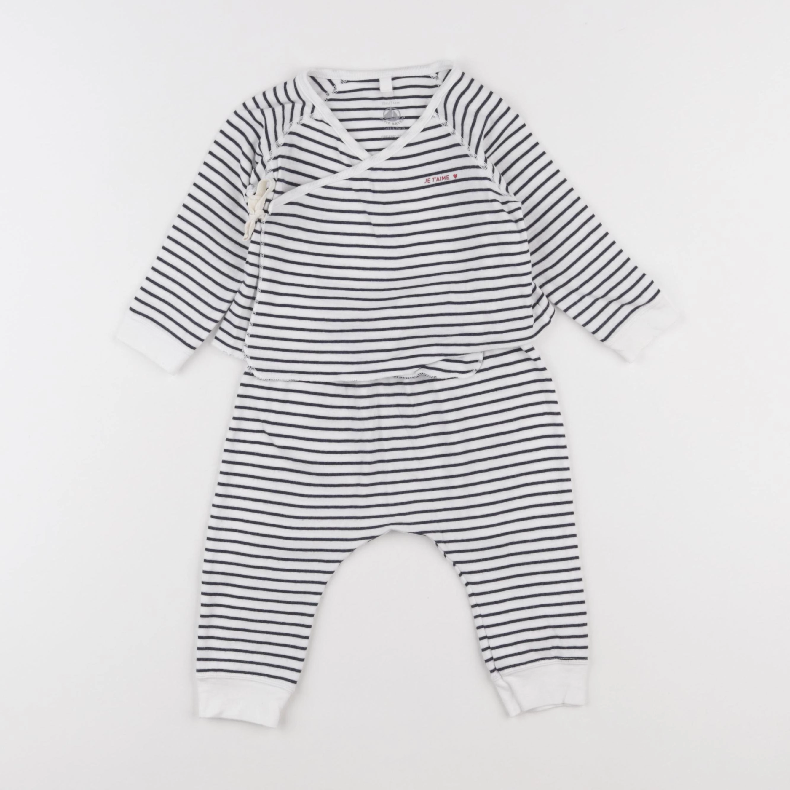 Petit Bateau - ensemble bleu - 12 mois
