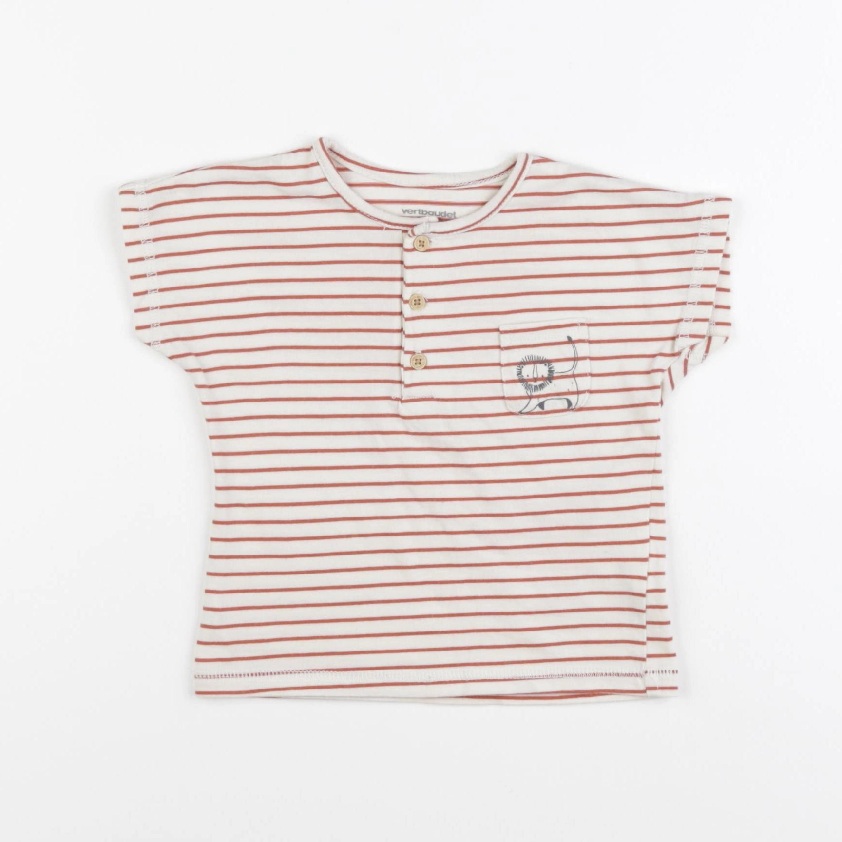 Vertbaudet - tee-shirt blanc, rouge - 12 mois