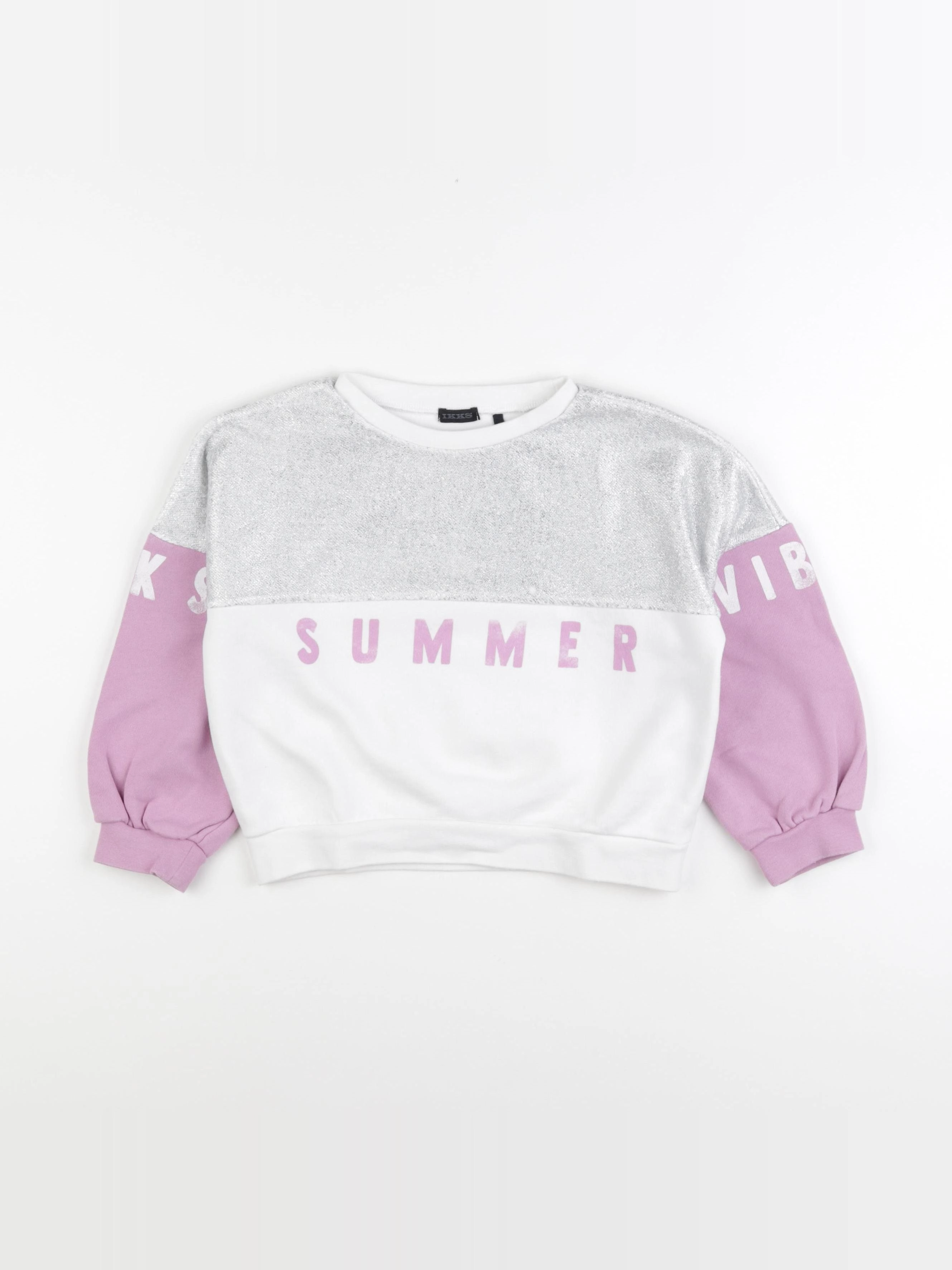 IKKS - sweat blanc, argent - 6 ans