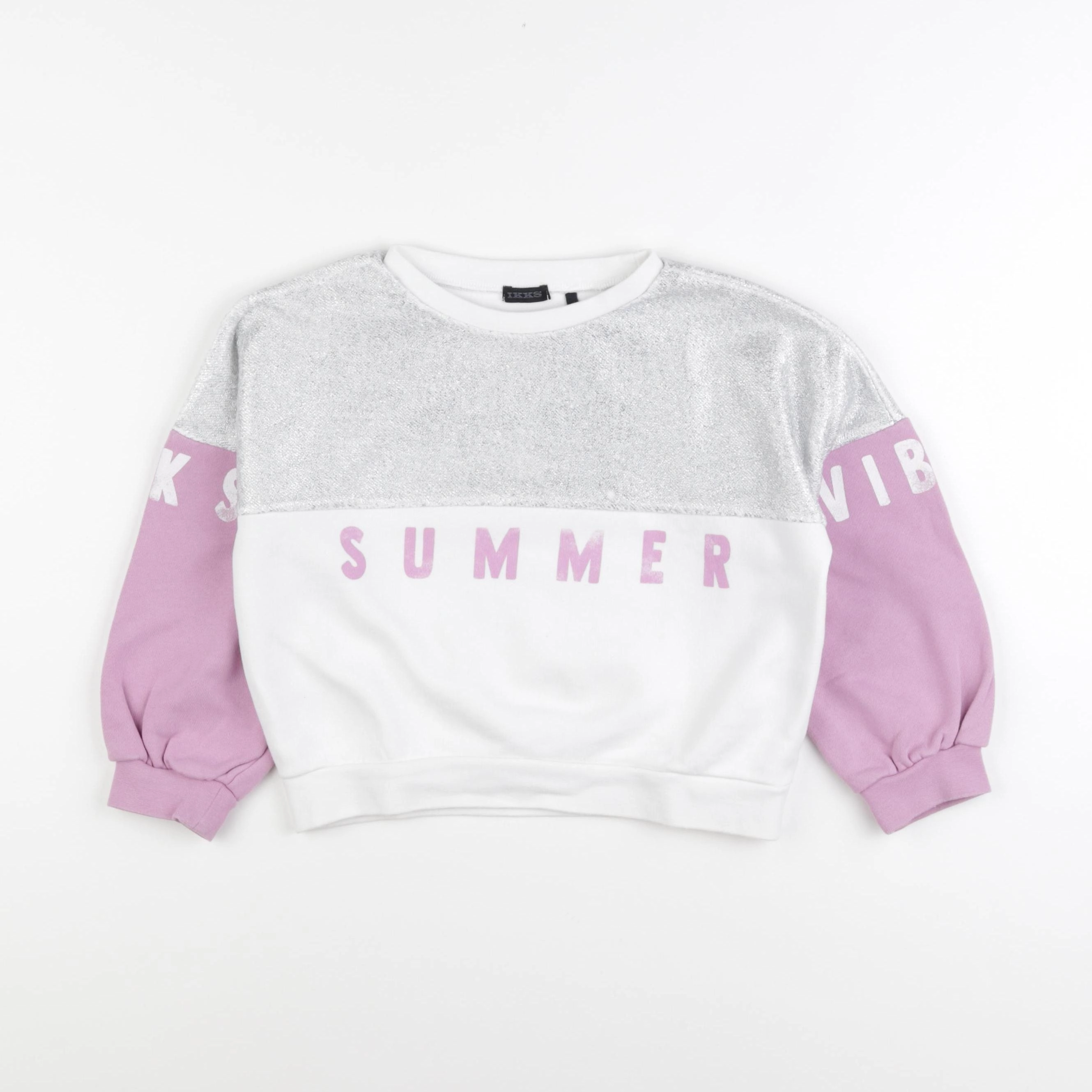 IKKS - sweat blanc, argent - 6 ans