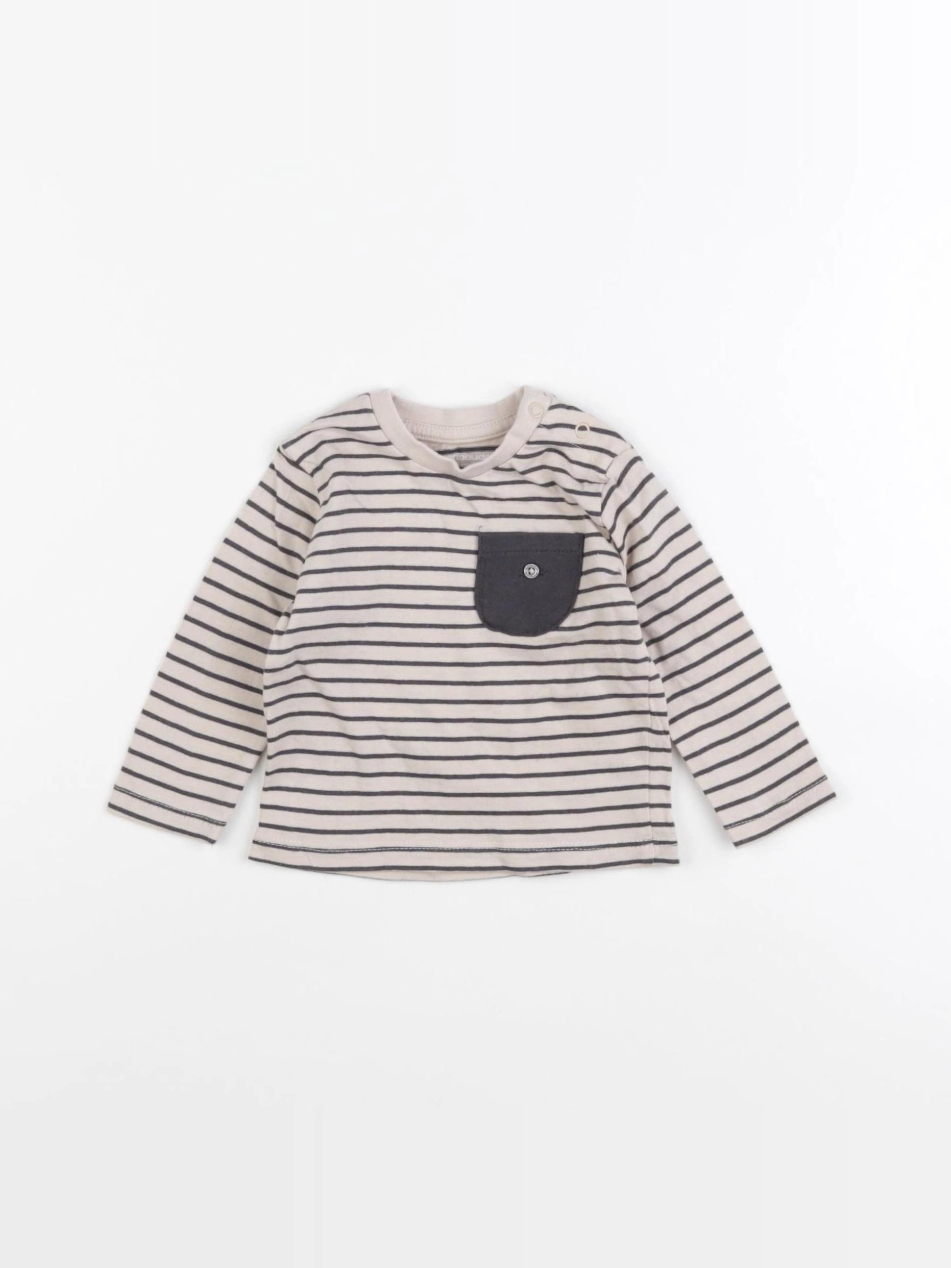 Vertbaudet - tee-shirt beige, gris - 3 mois
