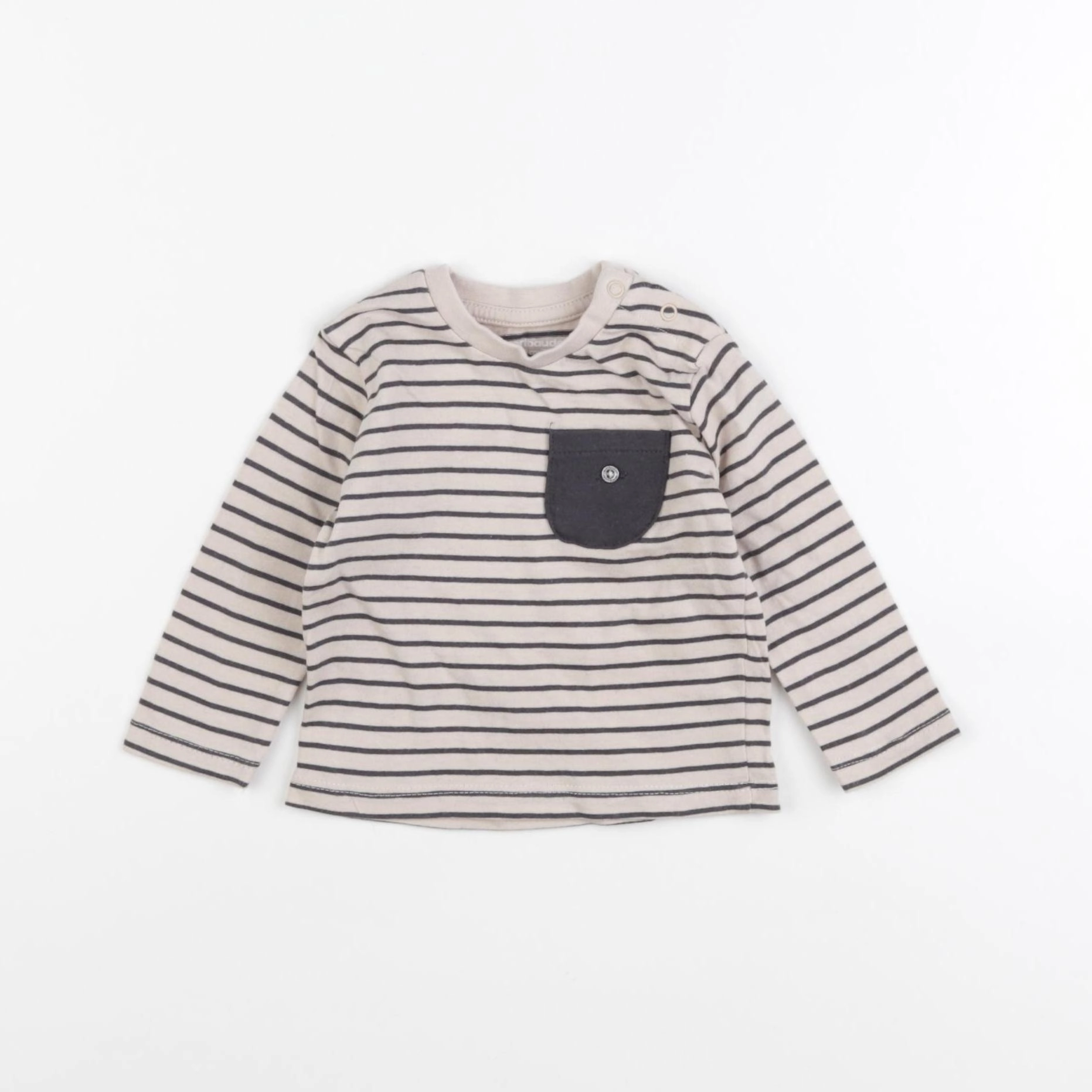 Vertbaudet - tee-shirt beige, gris - 3 mois