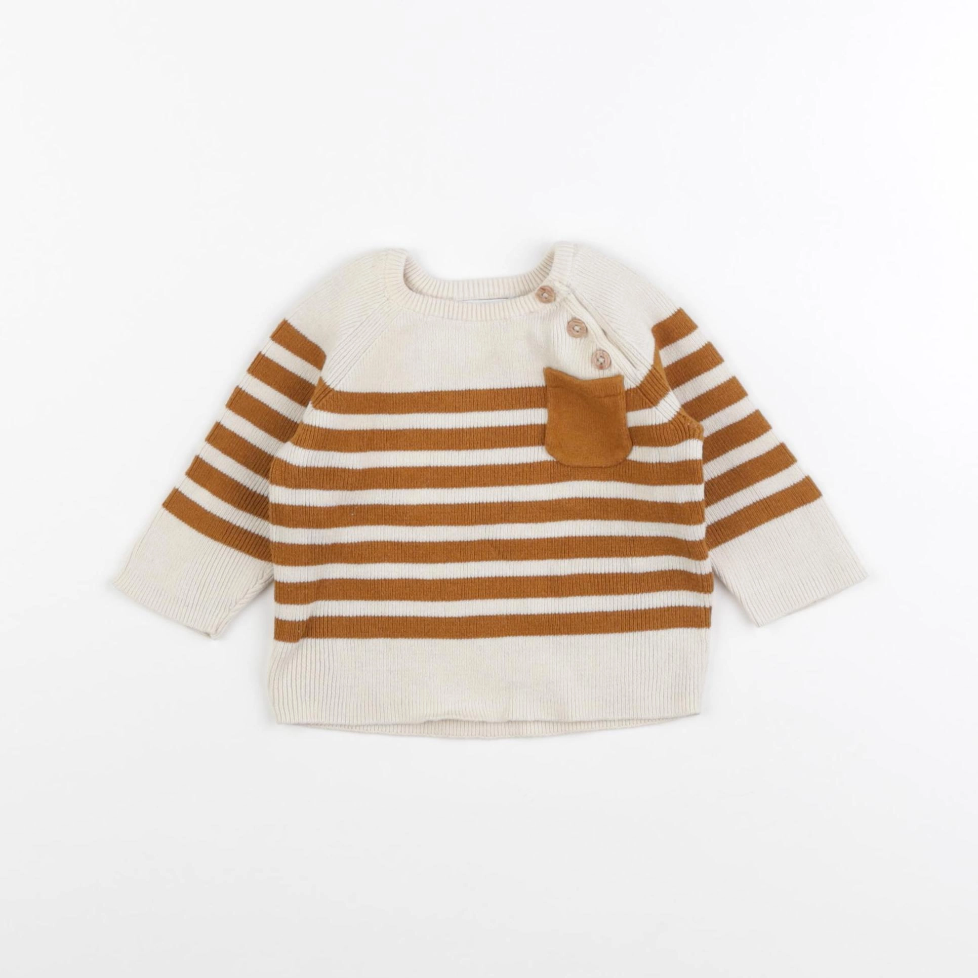 Vertbaudet - pull beige, marron - 3 mois