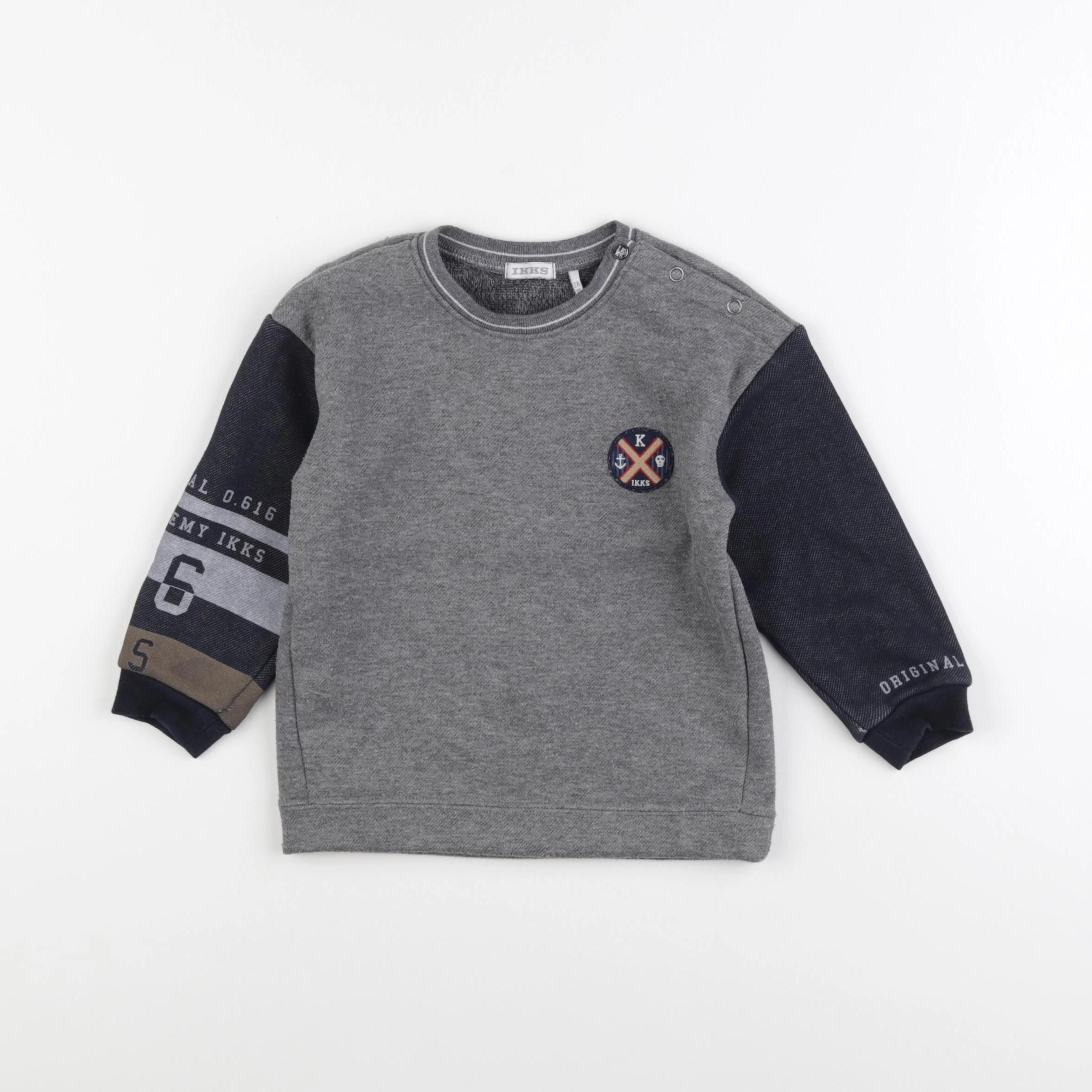 IKKS - sweat bleu, gris - 2 ans