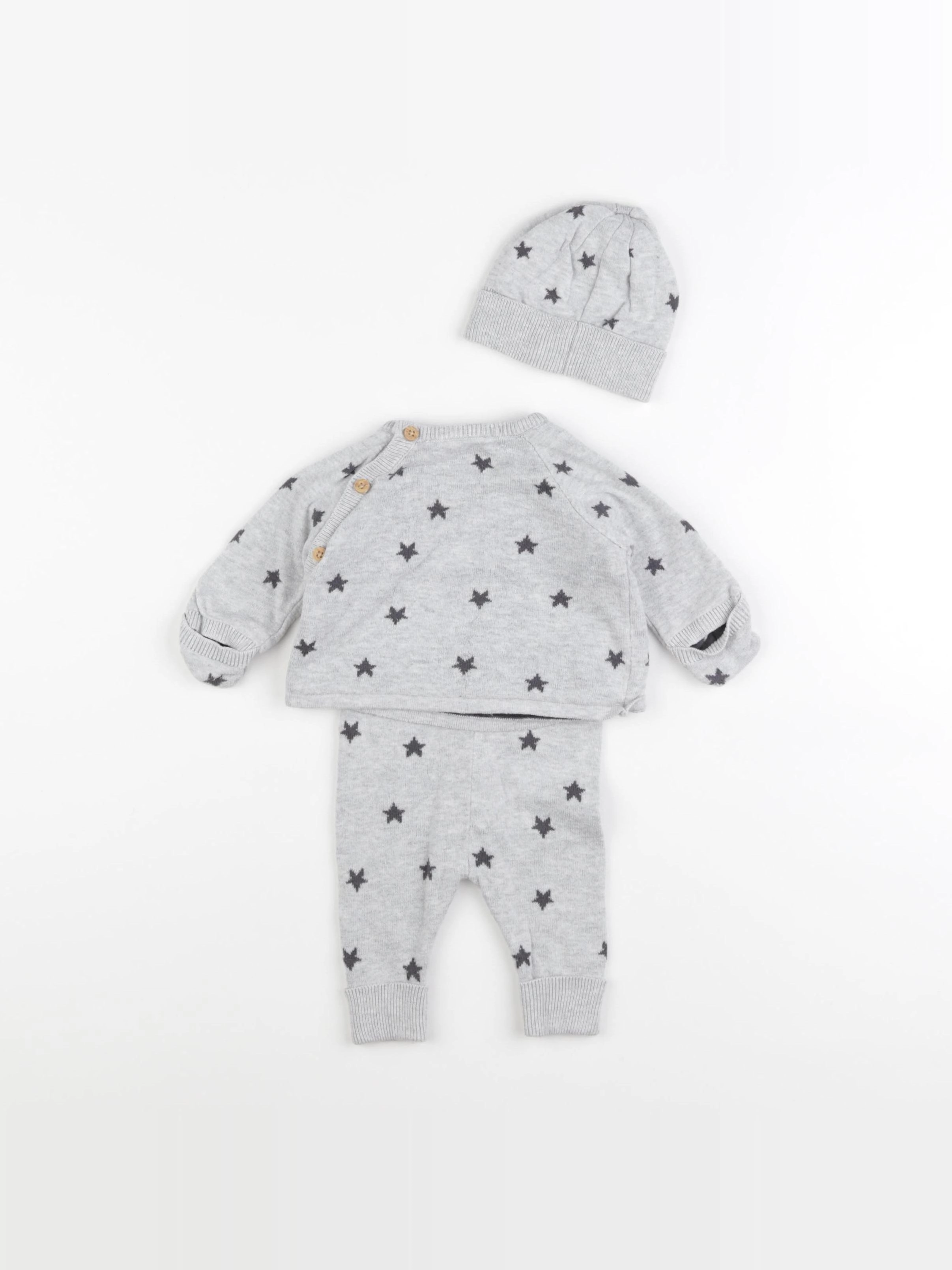 Vertbaudet - ensemble gris - 0/1 mois