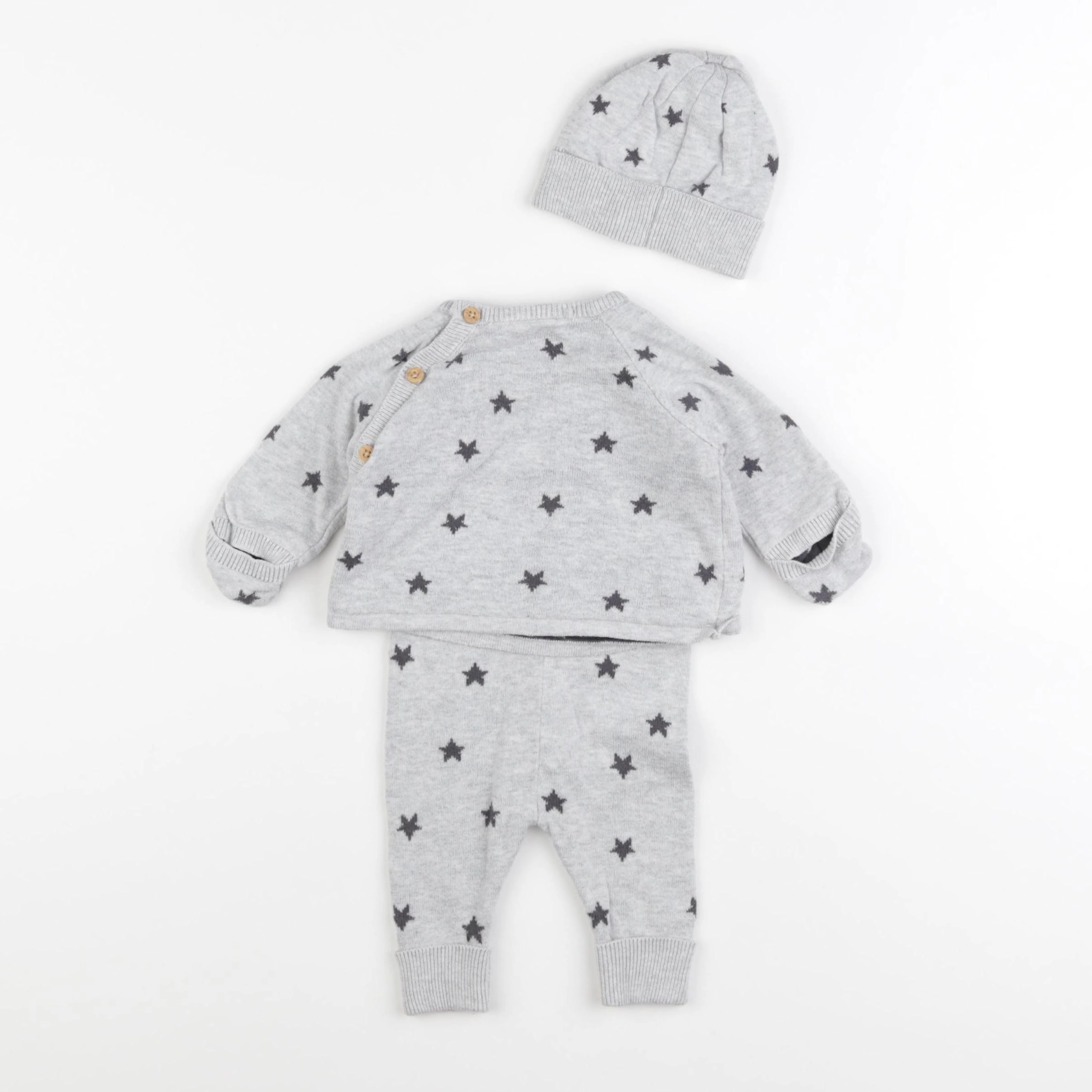 Vertbaudet - ensemble gris - 0/1 mois