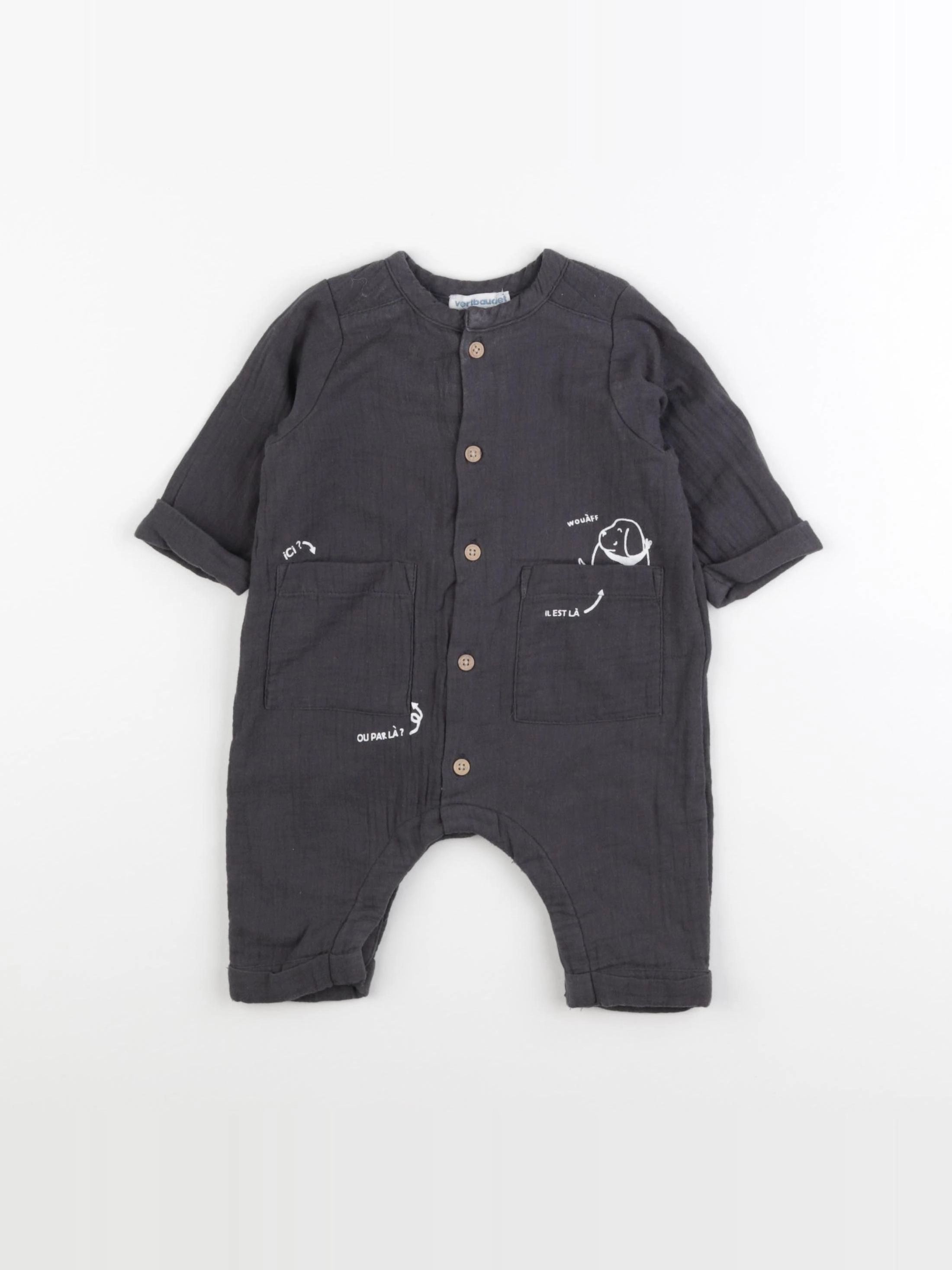 Vertbaudet - ensemble gris - 3 mois