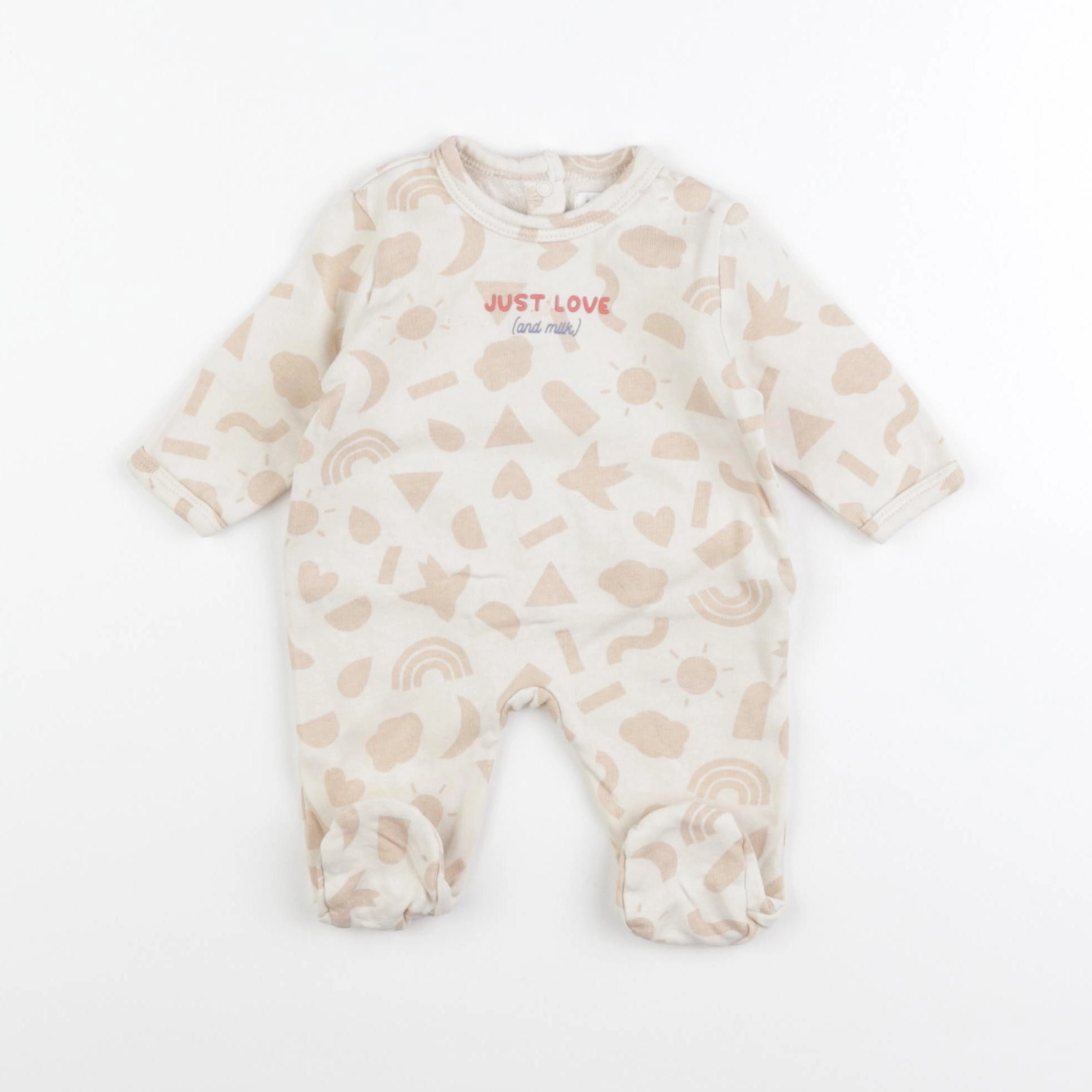 Vertbaudet - pyjama coton beige - 1 mois