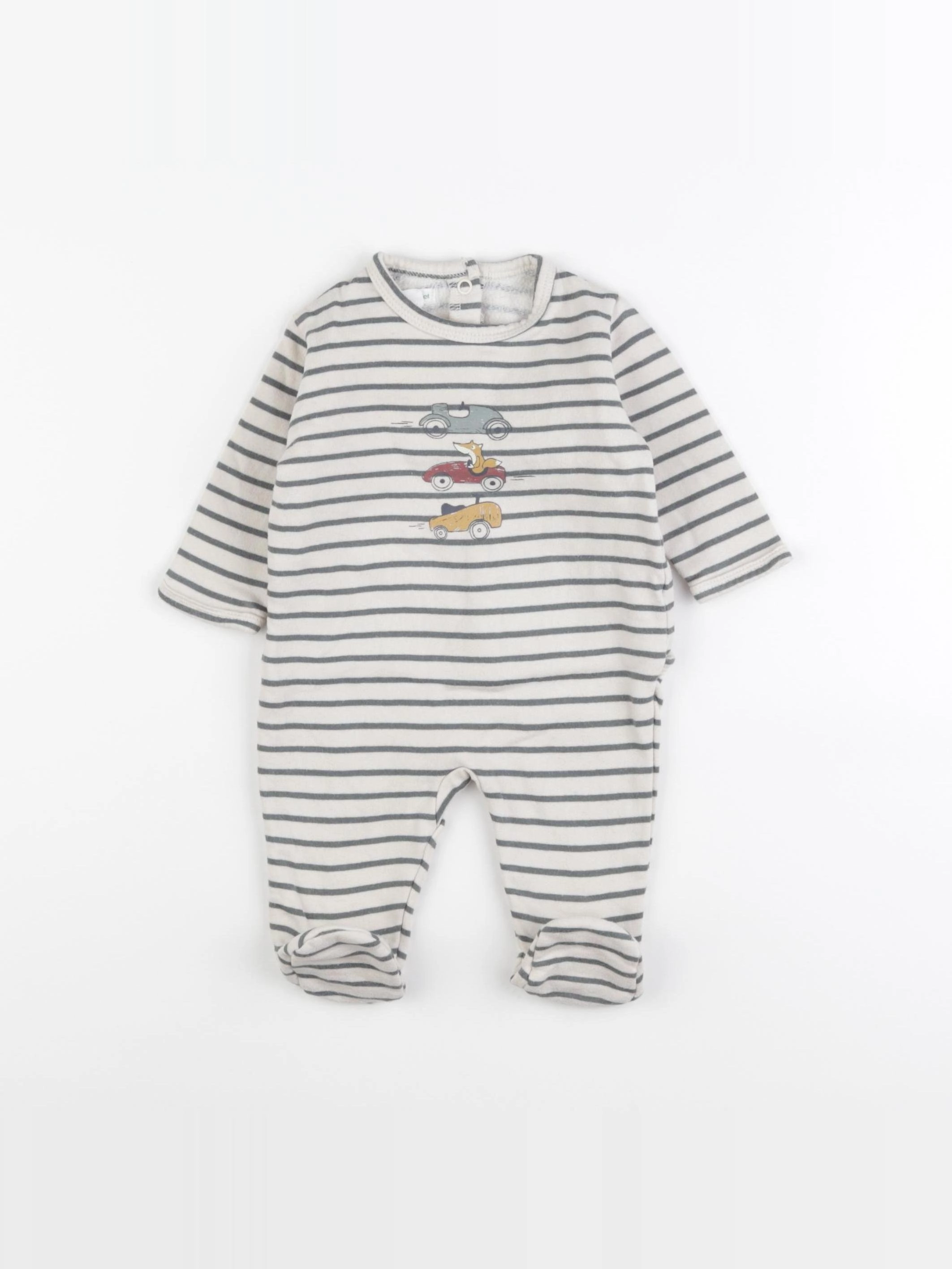 Vertbaudet - pyjama coton beige, vert - 3 mois