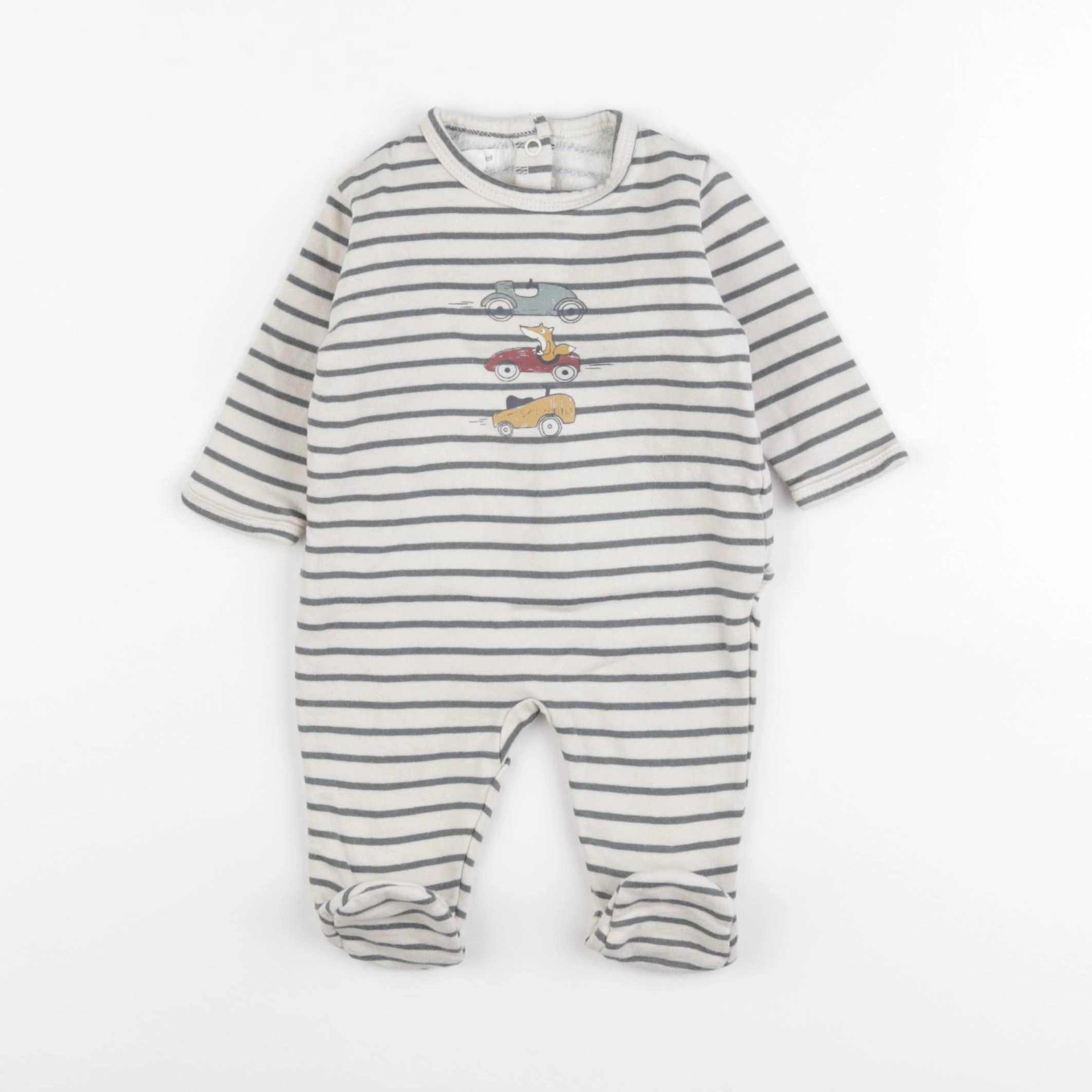 Vertbaudet - pyjama coton beige, vert - 3 mois