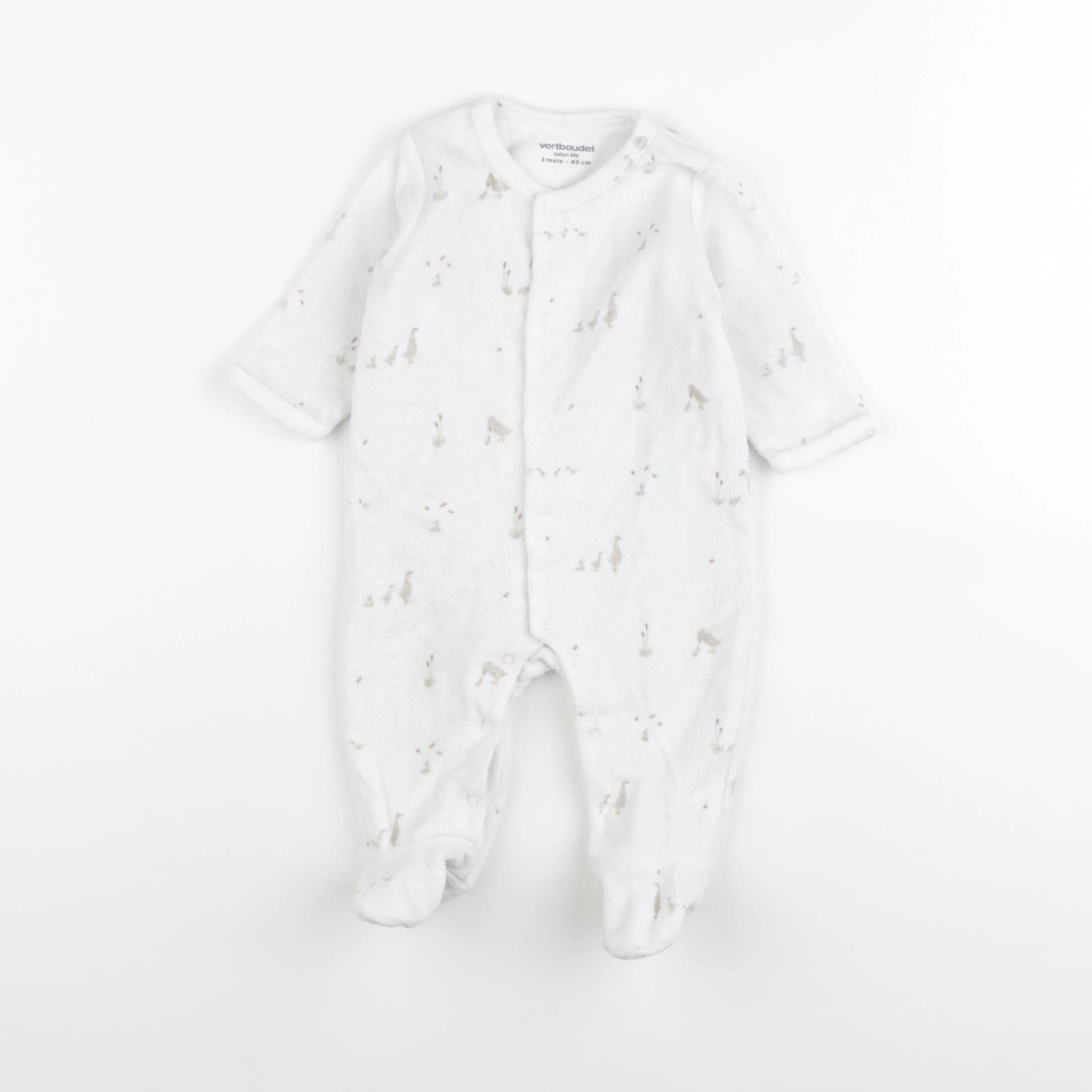 Vertbaudet - pyjama velours blanc - 3 mois