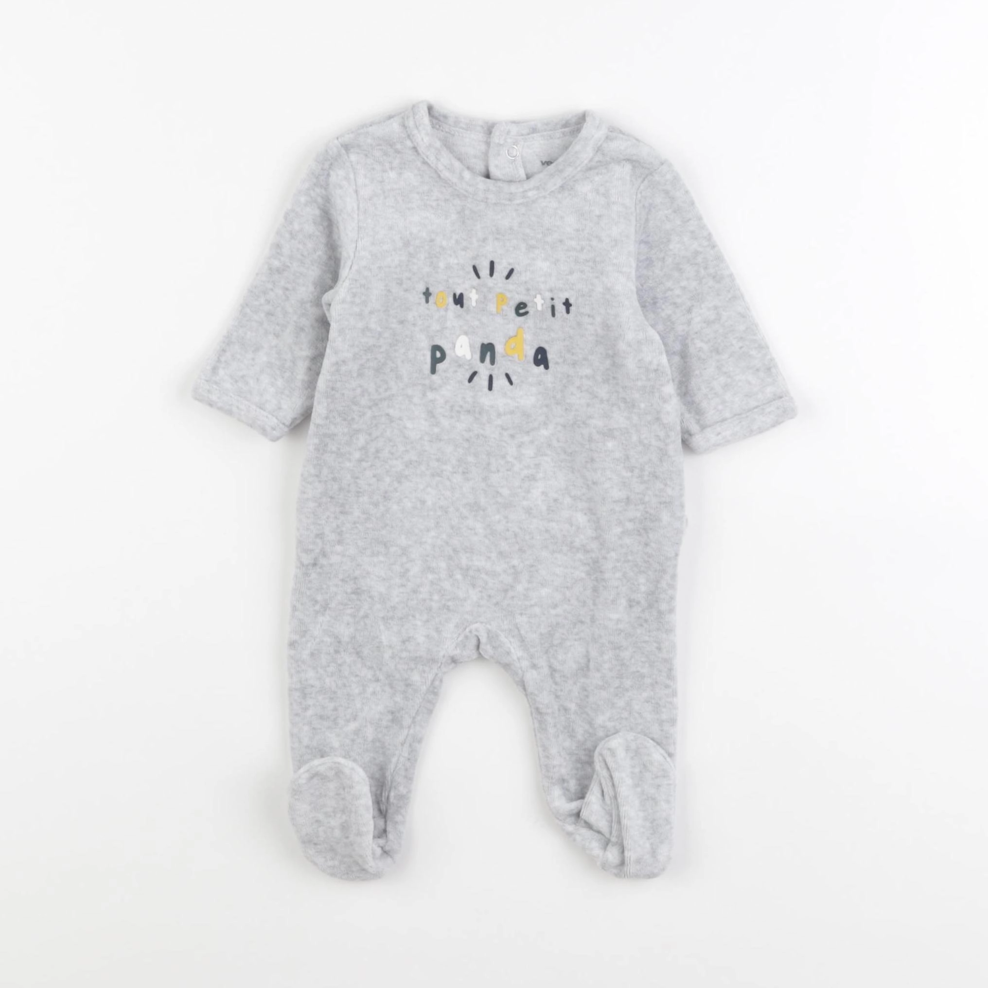 Vertbaudet - pyjama velours gris - 1 mois