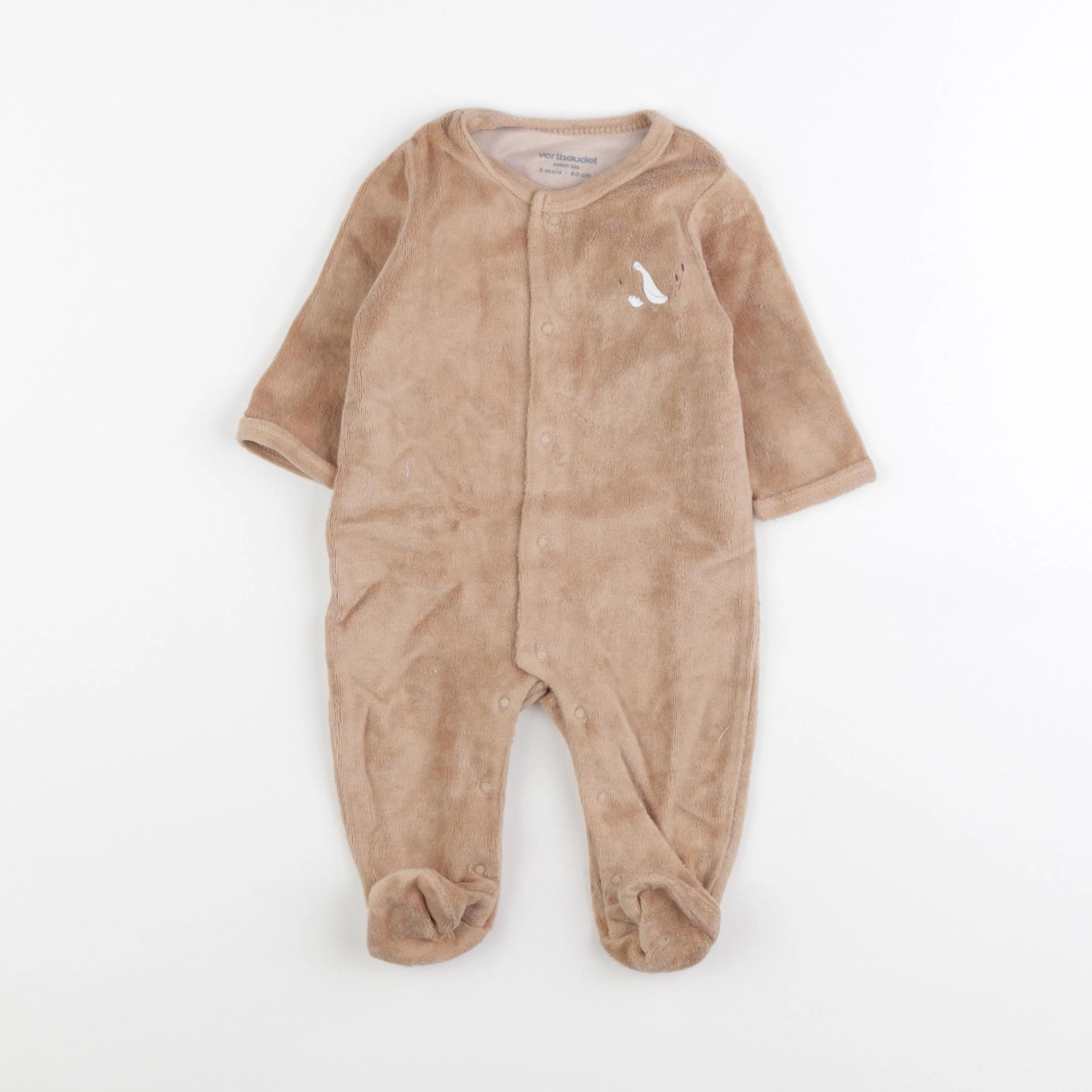 Vertbaudet - pyjama velours marron - 3 mois