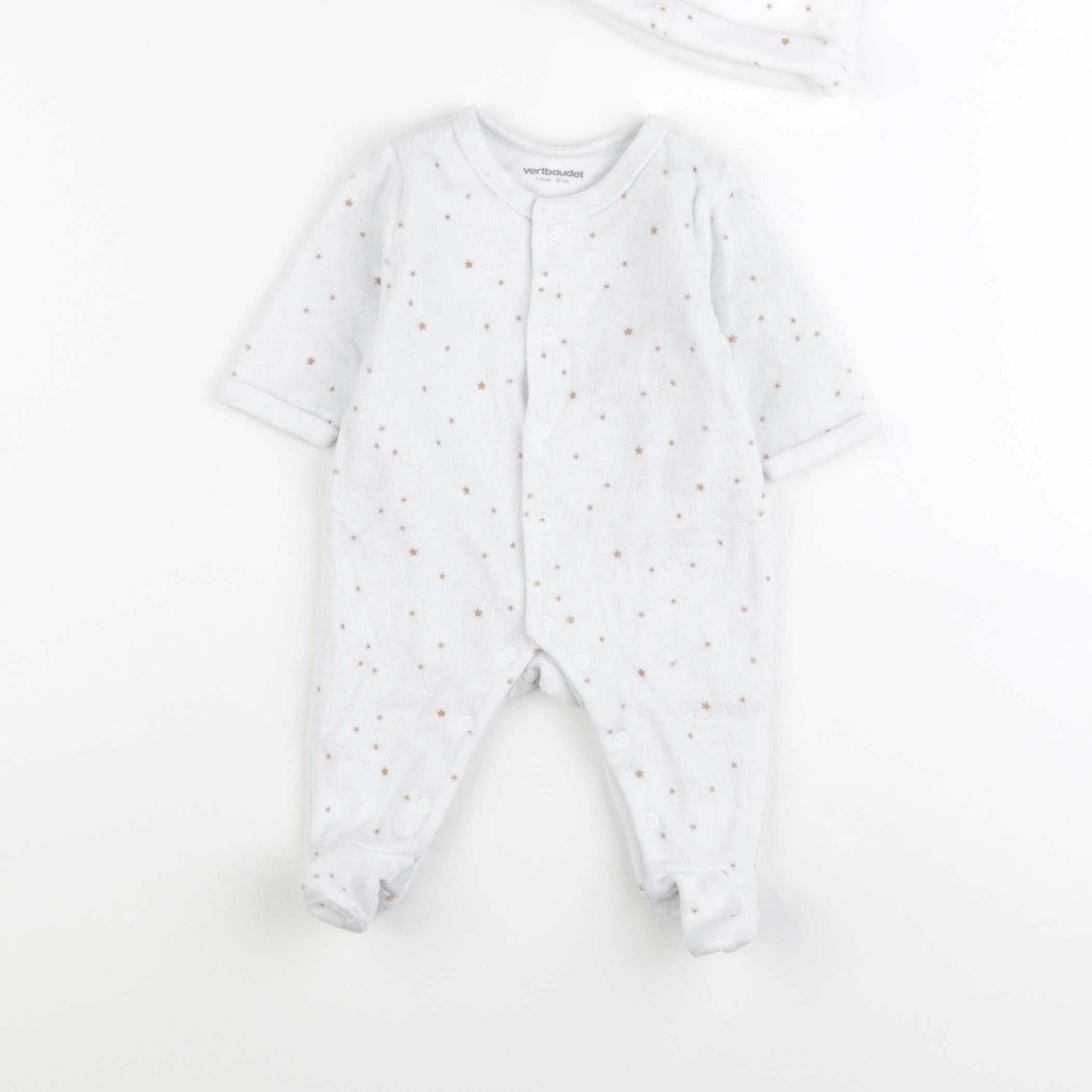 Vertbaudet - pyjama velours blanc, jaune - 1 mois