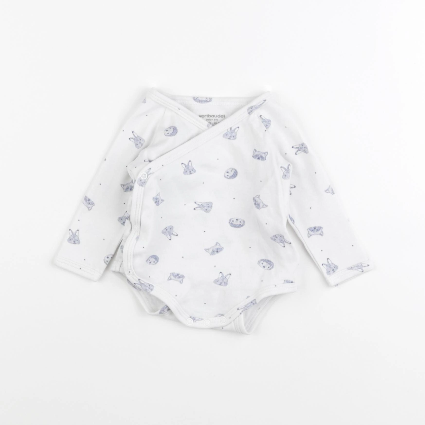 Vertbaudet - body blanc, bleu - 3 mois