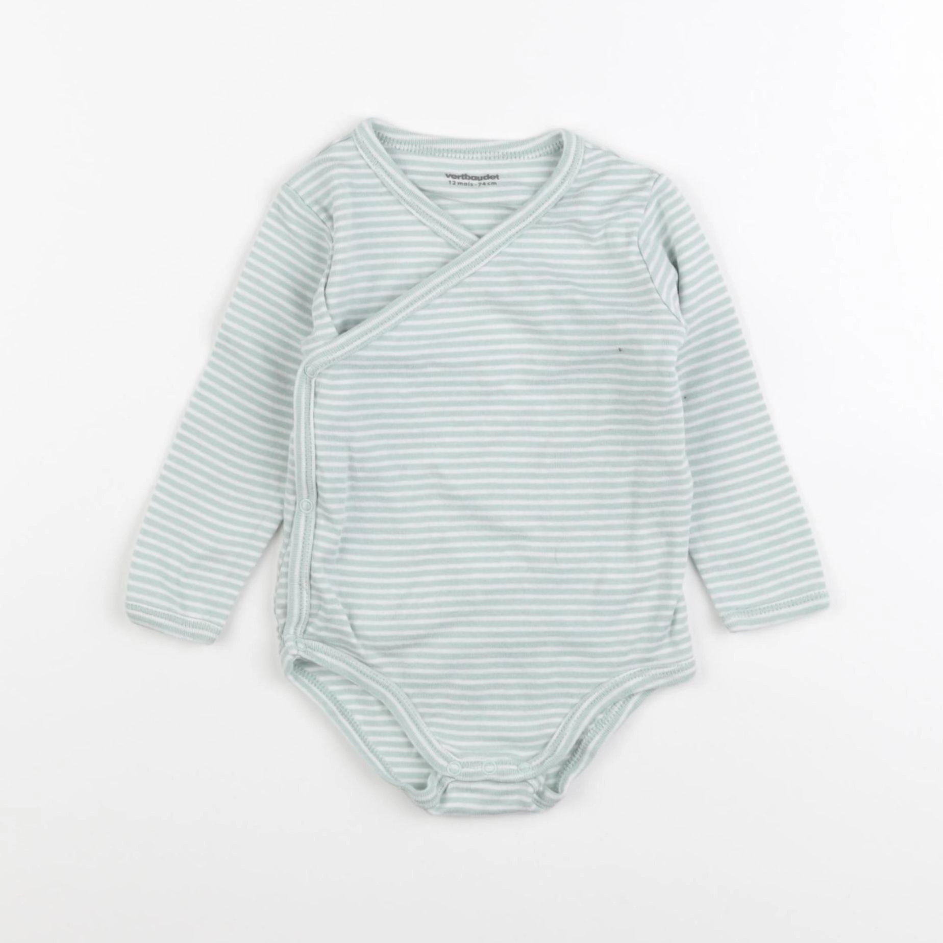 Vertbaudet - body vert, blanc - 12 mois