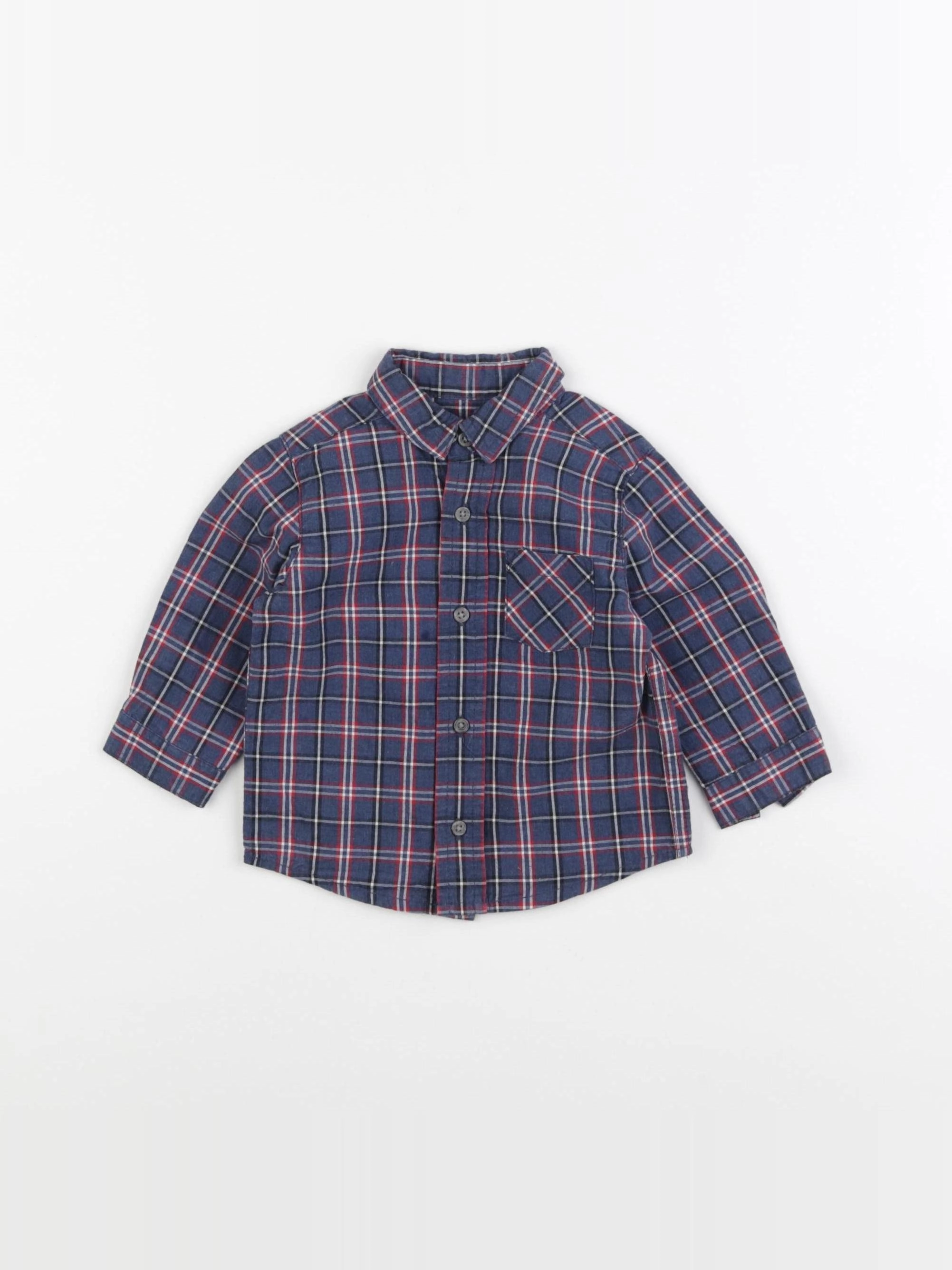 Boutchou - chemise bleu, rouge - 6 mois