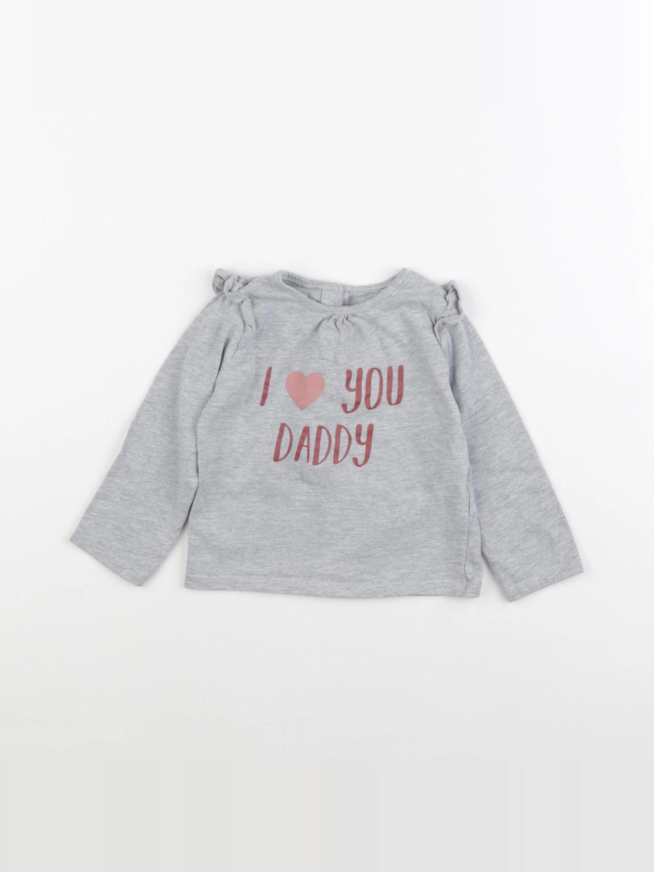 Vertbaudet - tee-shirt gris, rose - 18 mois