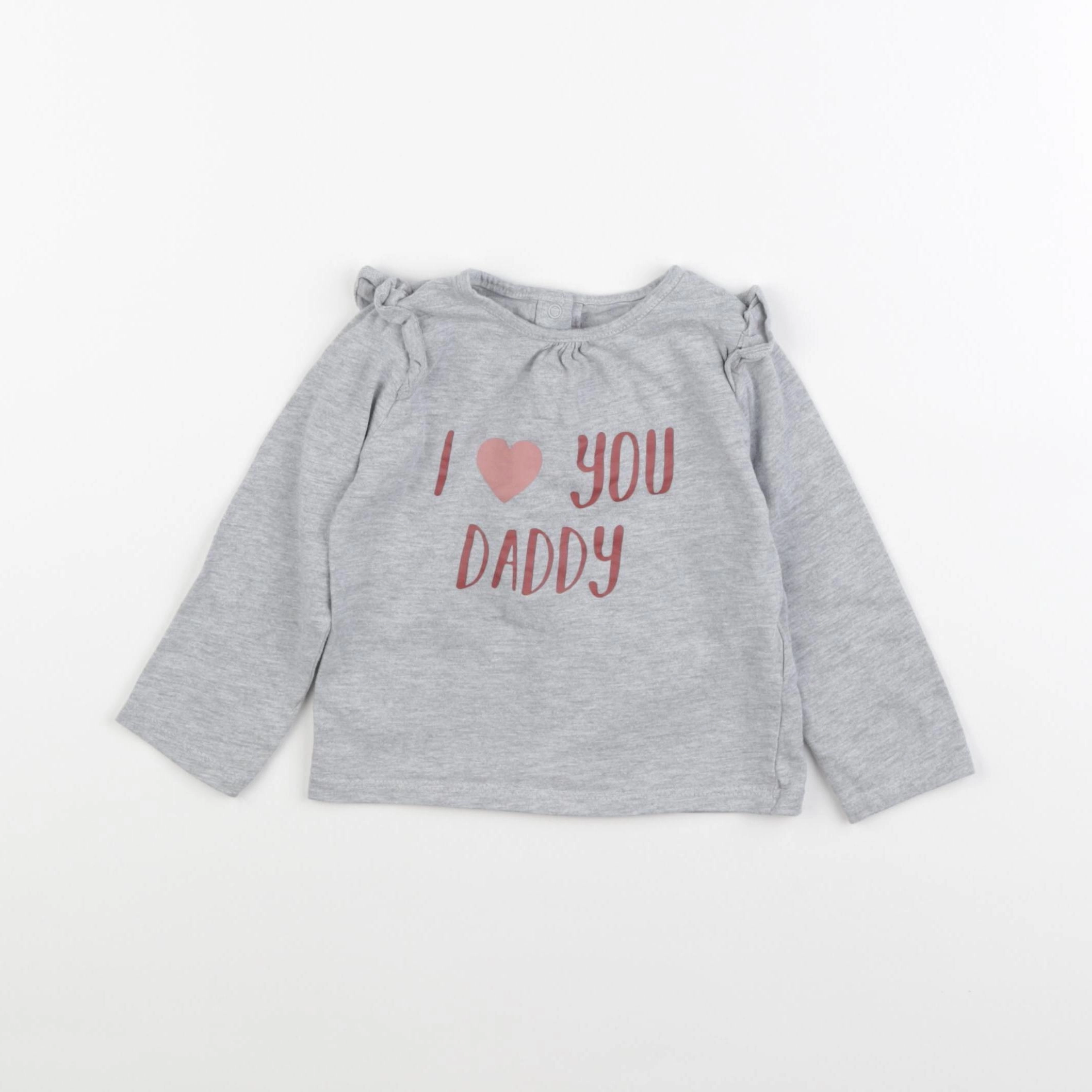 Vertbaudet - tee-shirt gris, rose - 18 mois