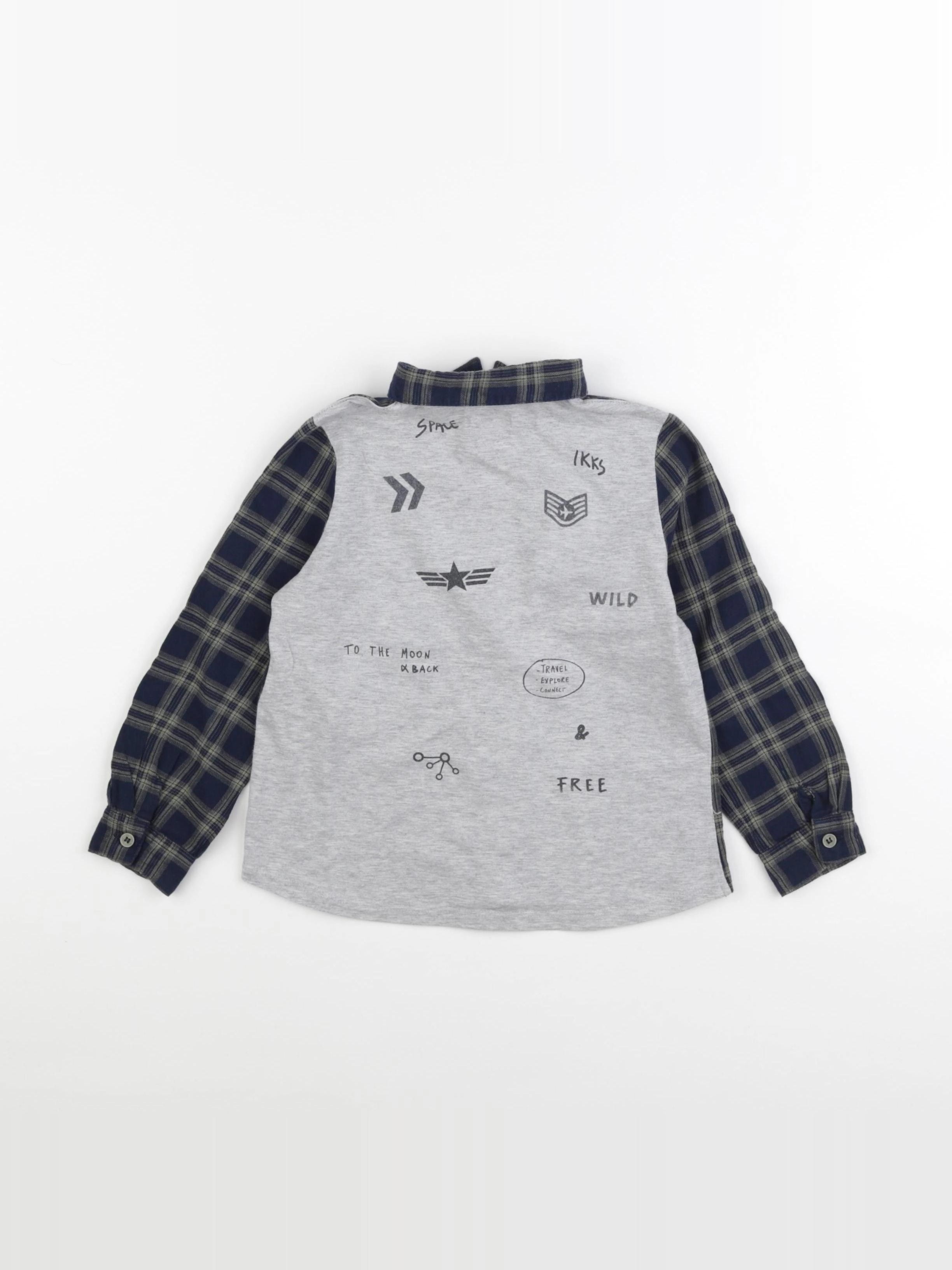 IKKS - chemise imprimé au dos bleu, vert - 3 ans