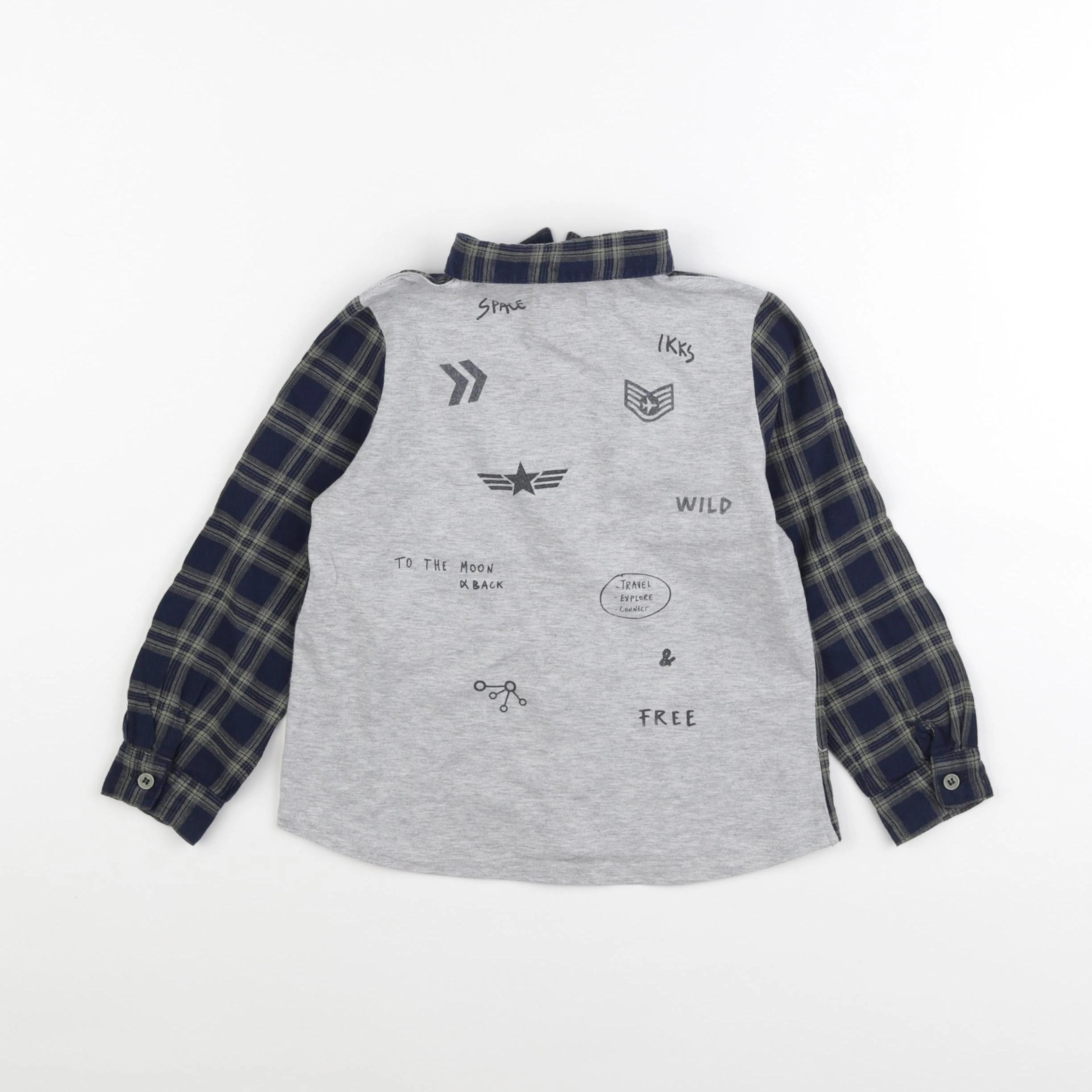 IKKS - chemise imprimé au dos bleu, vert - 3 ans